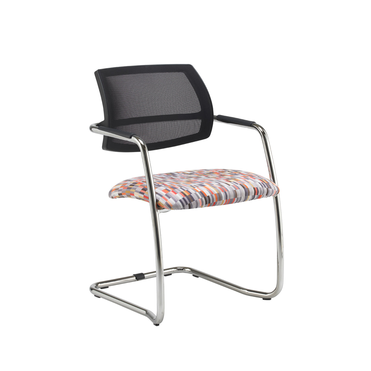 Tuba chrome cantilever frame conference chair with half mesh back - made to order - view 1