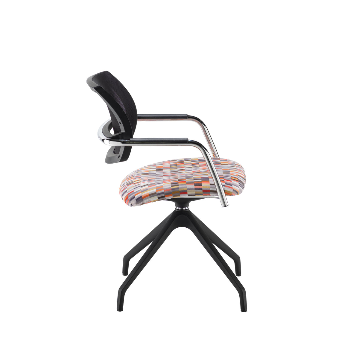 Tuba black pyramid base frame conference chair with half mesh back - made to order - view 2