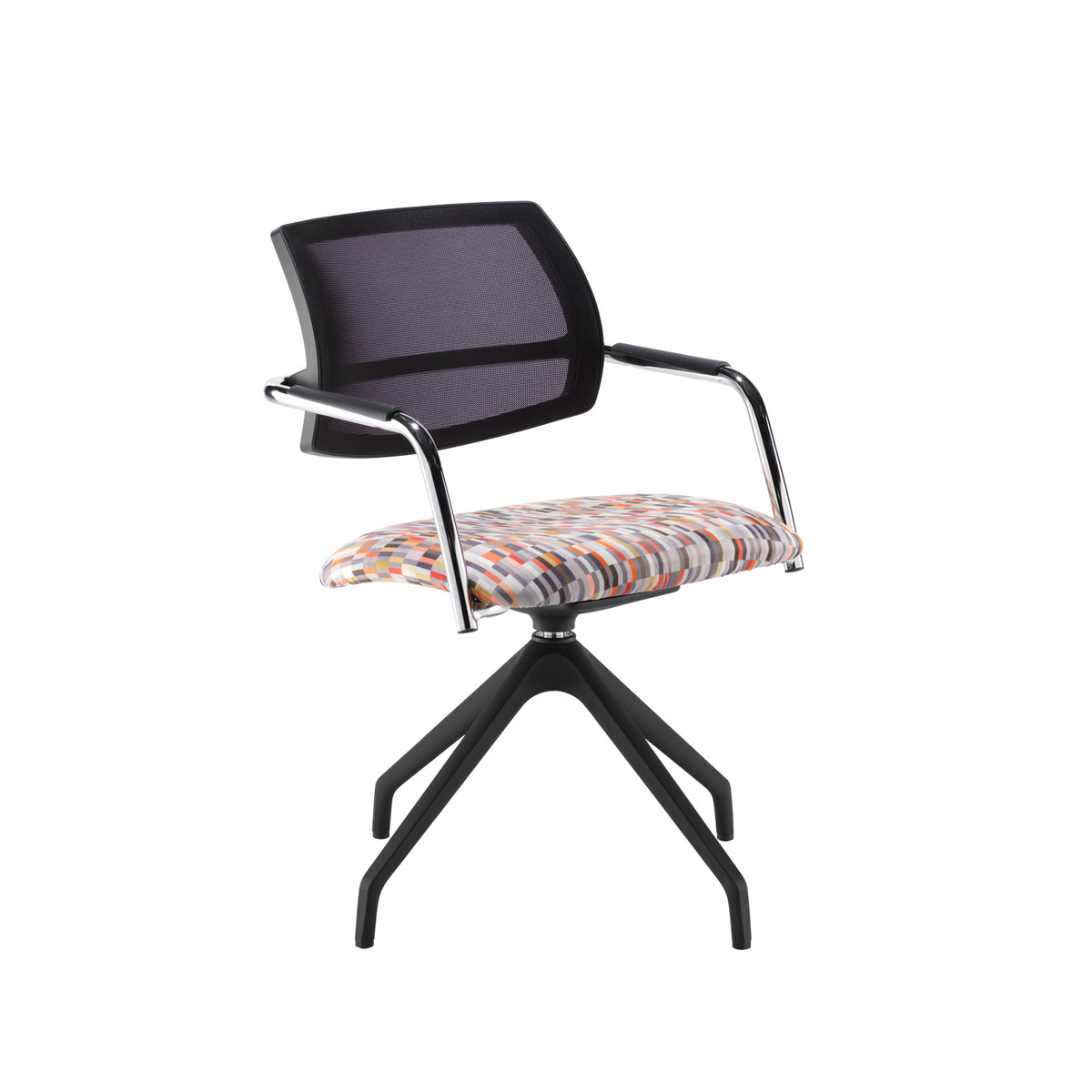 Tuba black pyramid base frame conference chair with half mesh back - made to order - view 1