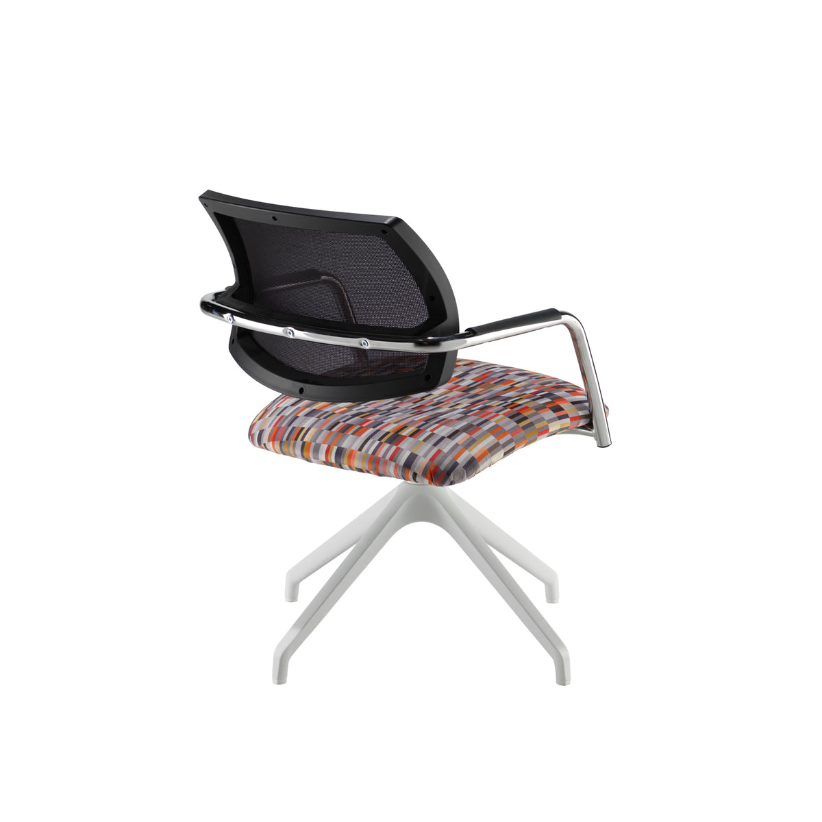Tuba white pyramid base frame conference chair with half mesh back - made to order - view 3