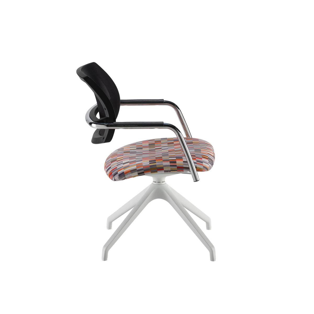 Tuba white pyramid base frame conference chair with half mesh back - made to order - view 2