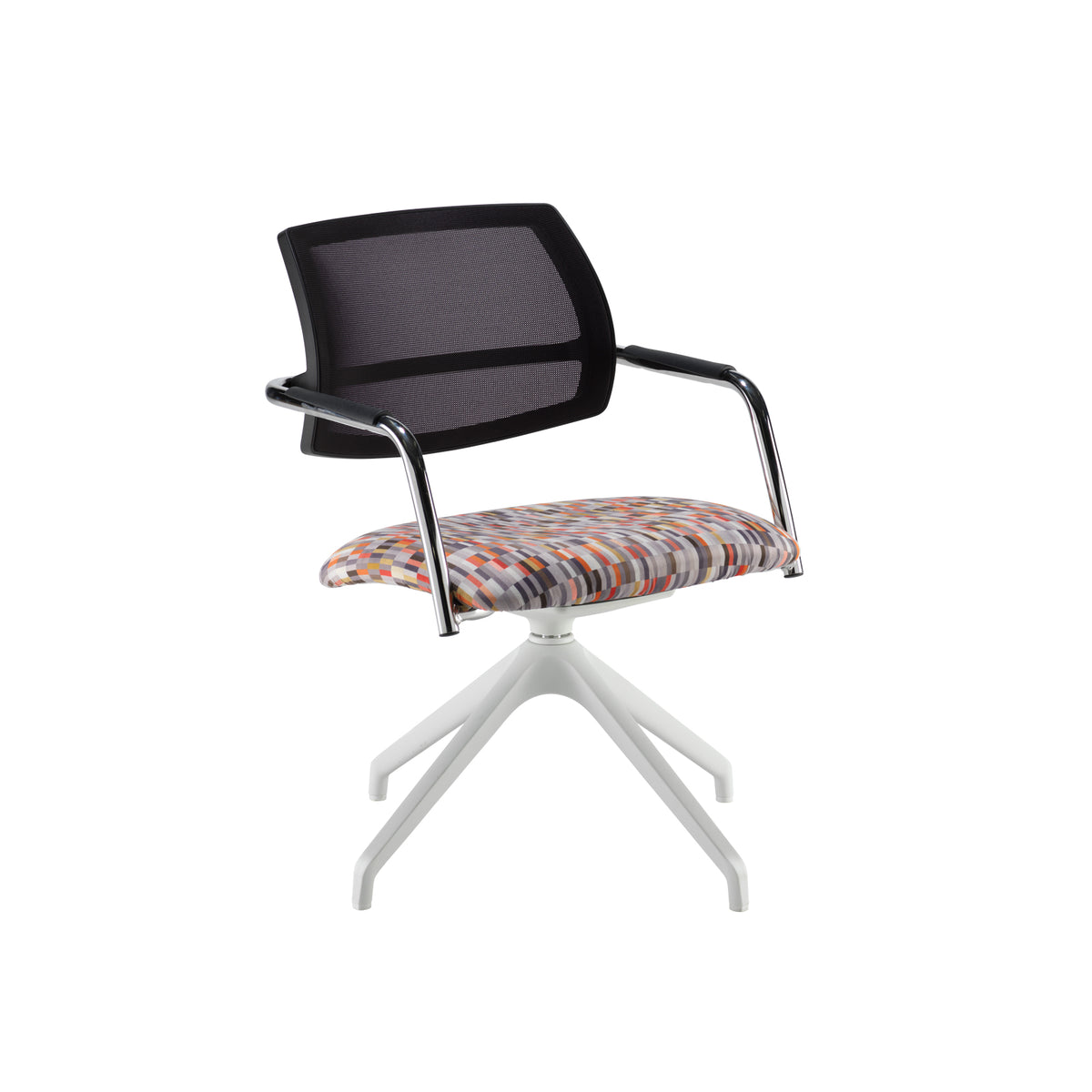 Tuba white pyramid base frame conference chair with half mesh back - made to order - view 1