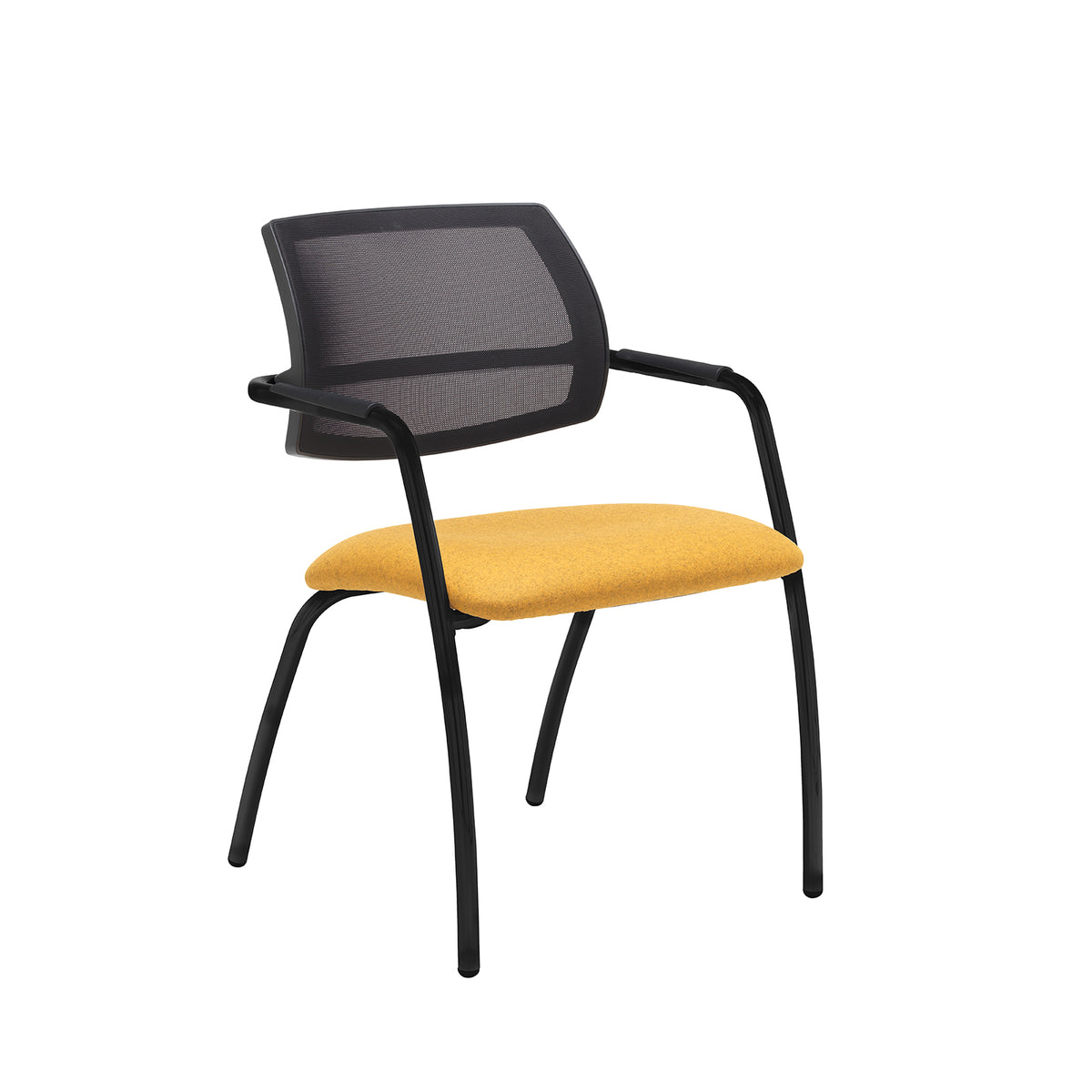 Tuba black 4 leg frame conference chair with half mesh back - made to order - view 1