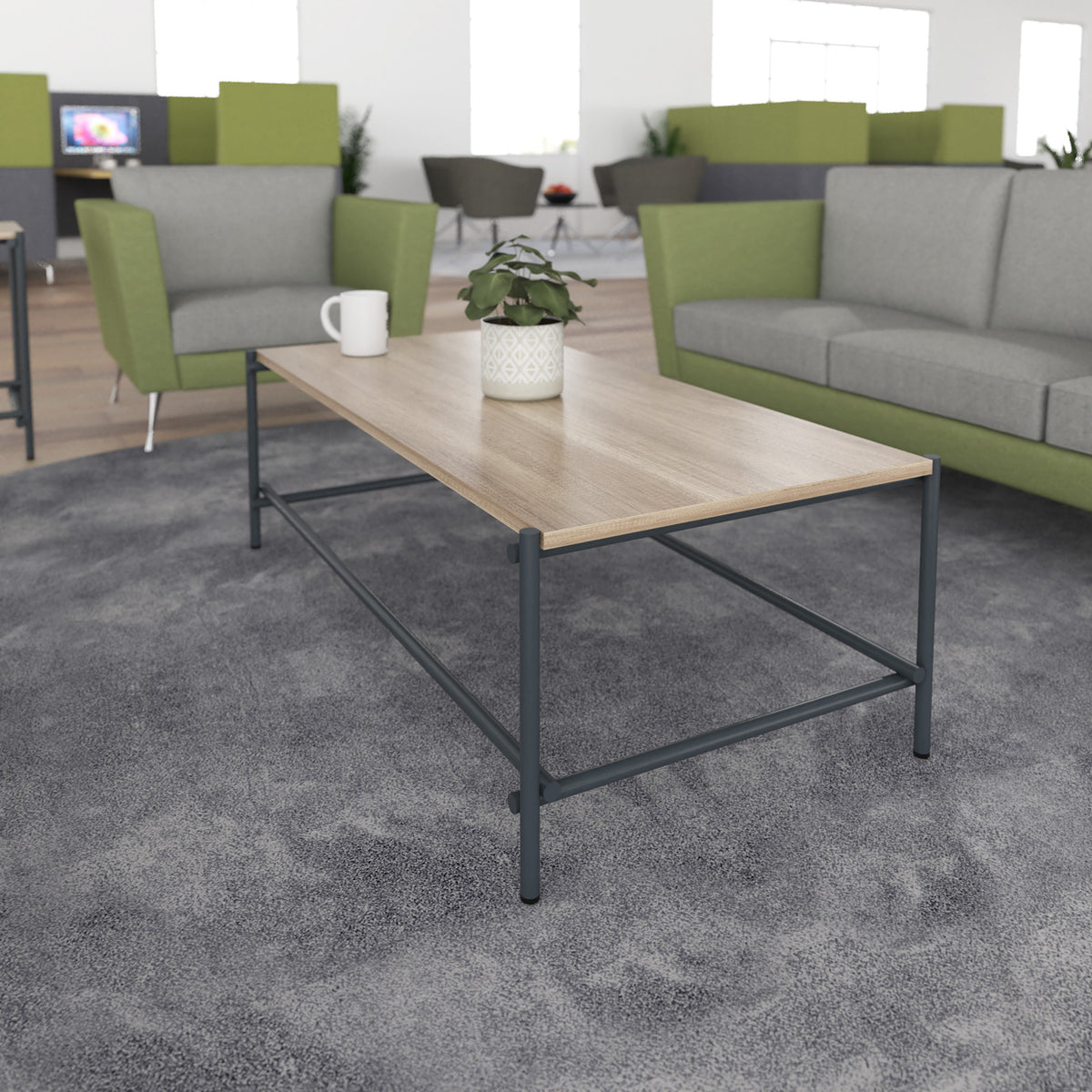 Turin square side table with anthracite steel frame and Alaska top - view 4