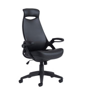 Tuscan high back managers chair with head support - black faux leather - view 1