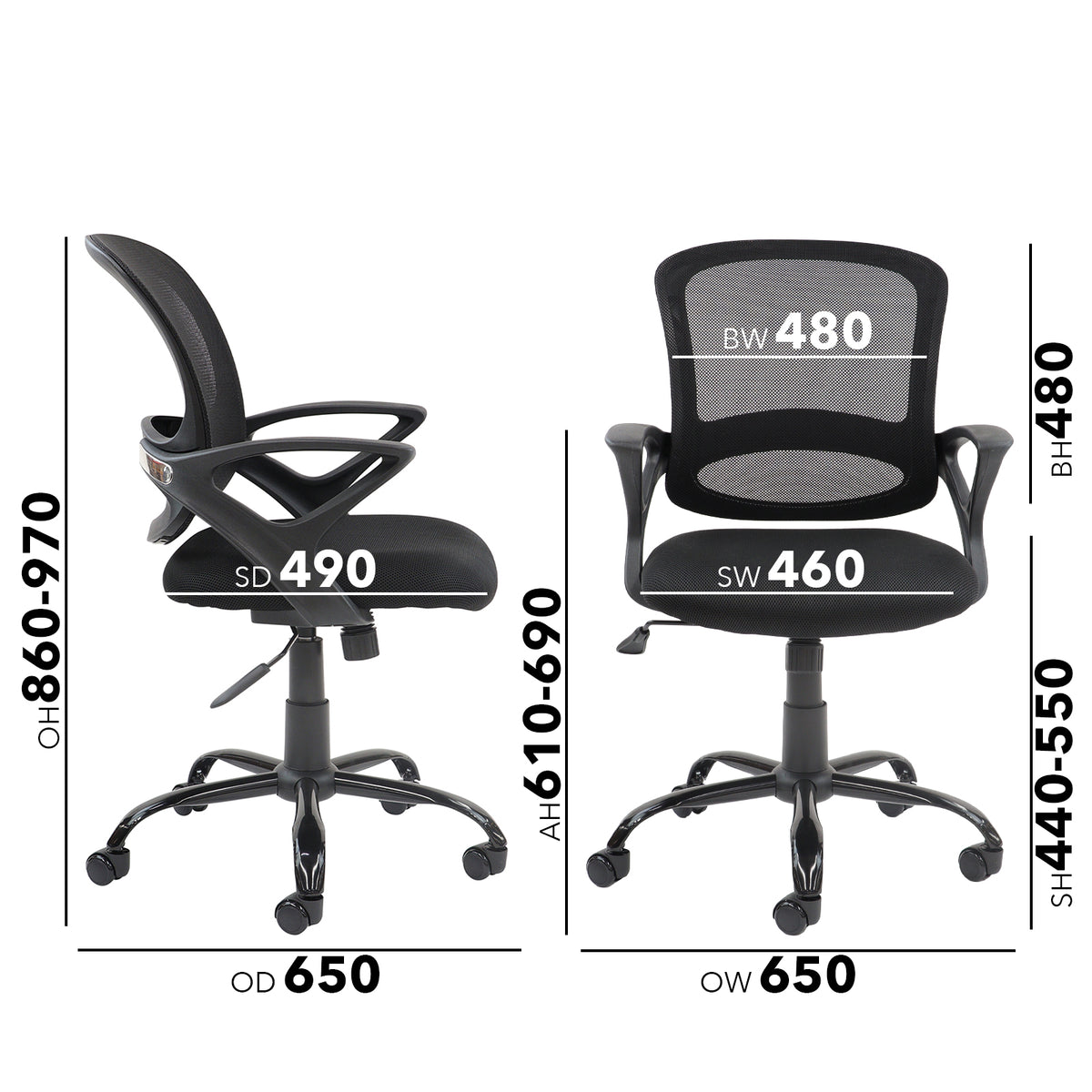 Tyler mesh back operator chair with black frame - view 8