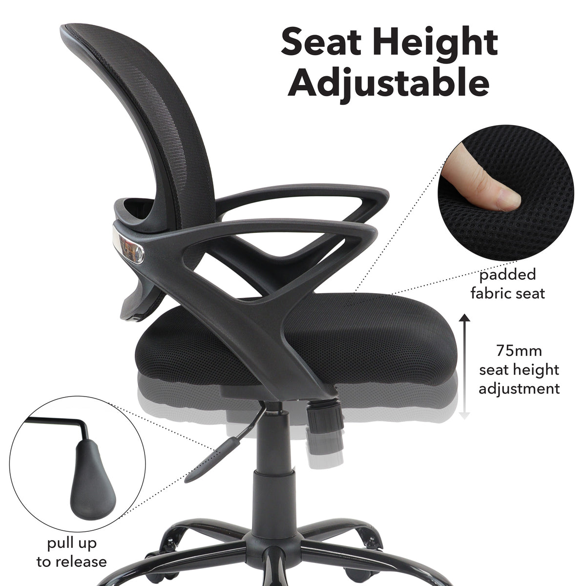 Tyler mesh back operator chair with black frame - view 3