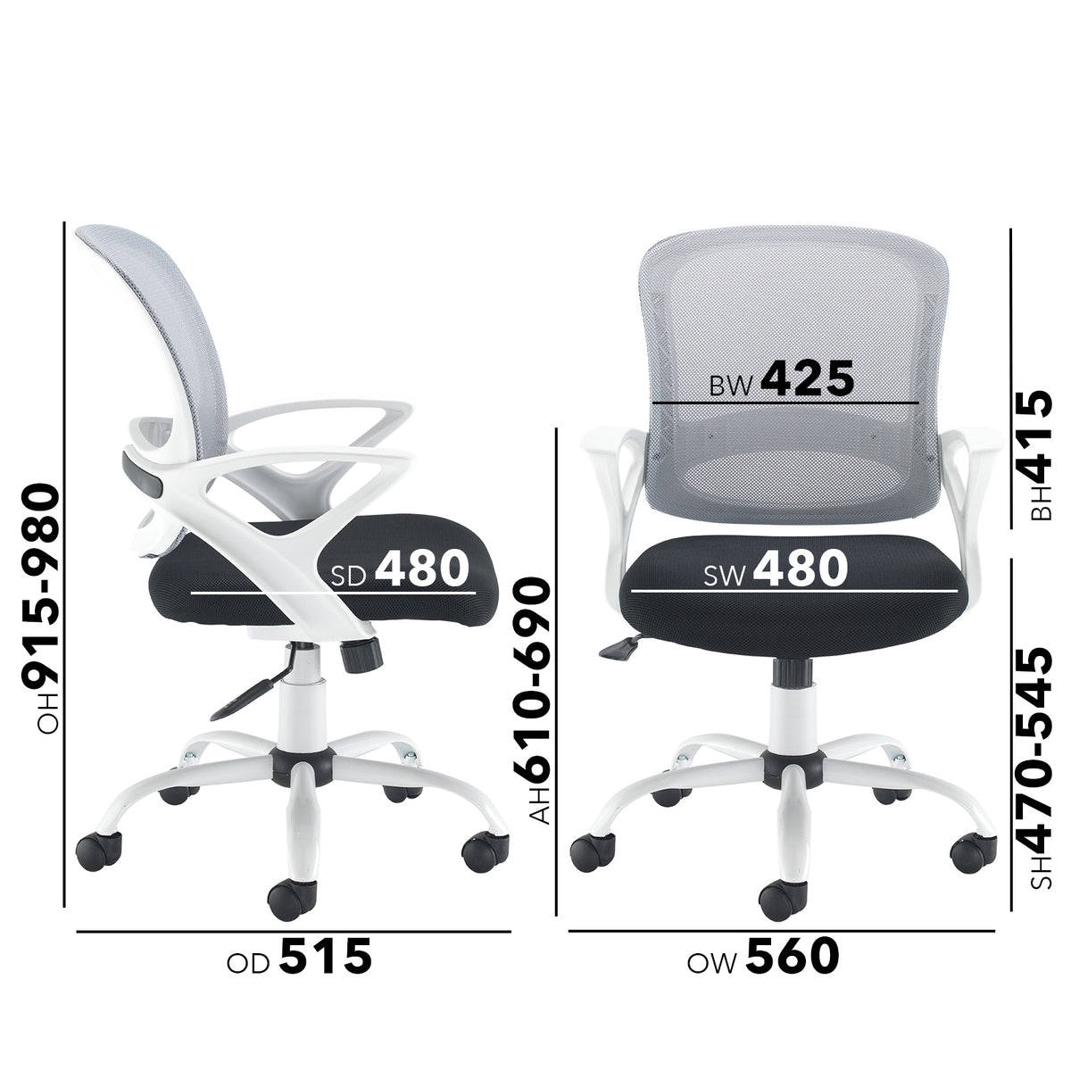 Tyler mesh back operator chair with white frame - view 8
