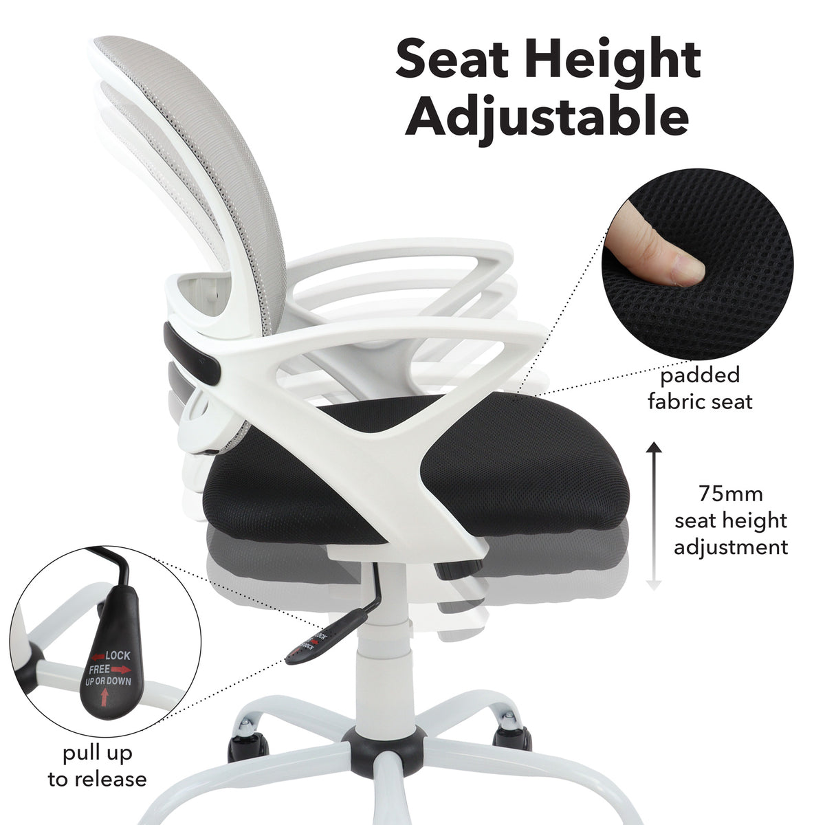 Tyler mesh back operator chair with white frame - view 3