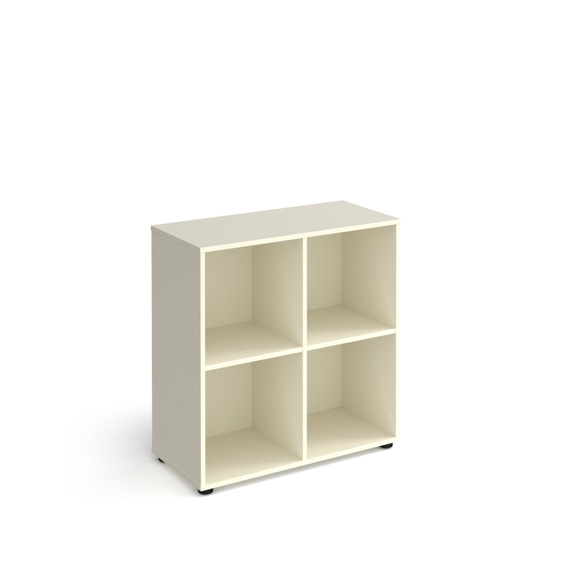 Universal cube storage unit 875mm high with 4 open boxes and glides - white - view 1
