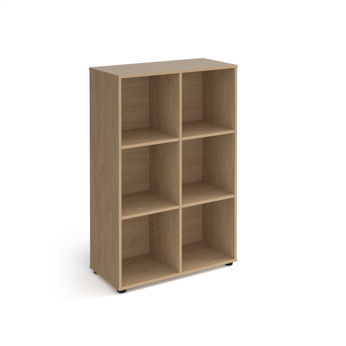 Universal cube storage unit 1295mm high with 6 open boxes and glides - oak - view 1