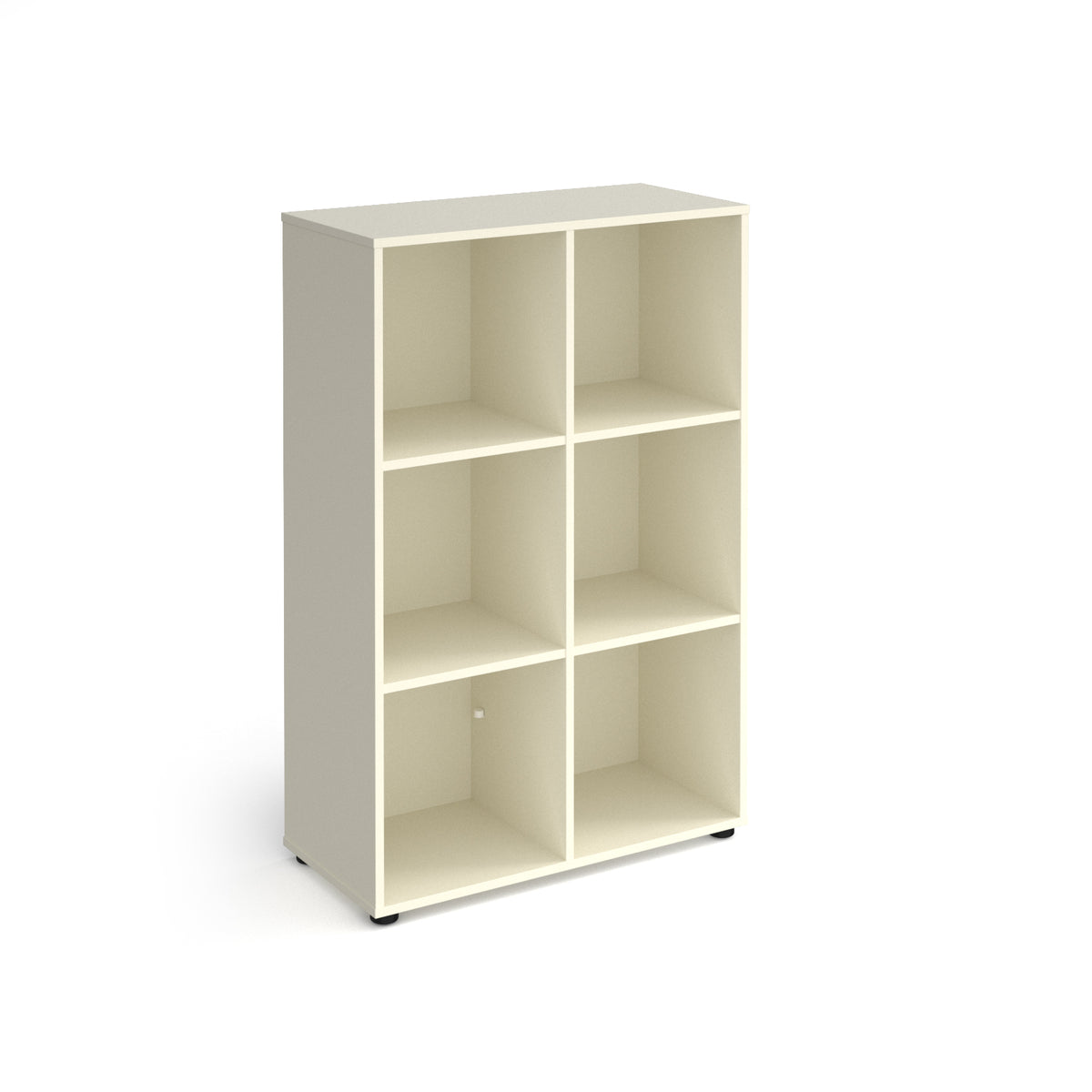 Universal cube storage unit 1295mm high with 6 open boxes and glides - white - view 1