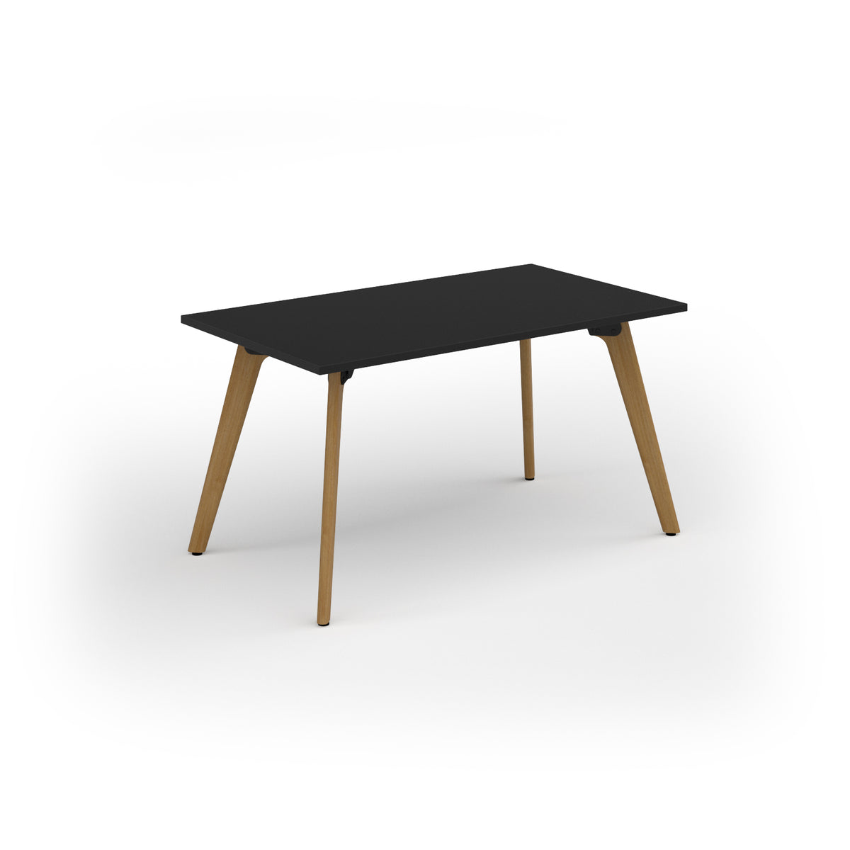 Unity dining table 1400w x 800d with 4x solid oak legs, top in black - view 1
