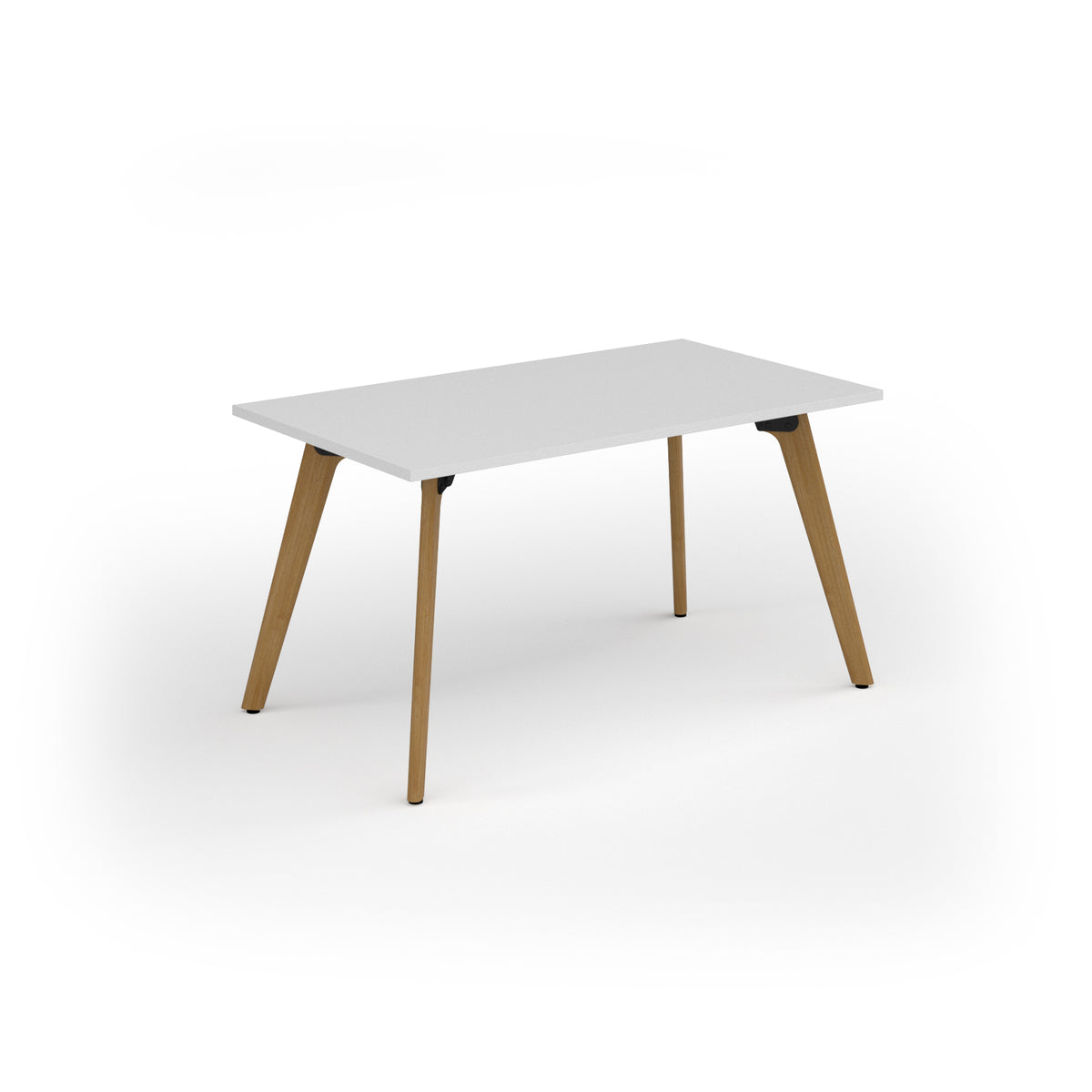 Unity dining table 1400w x 800d with 4x solid oak legs, top in white - view 1