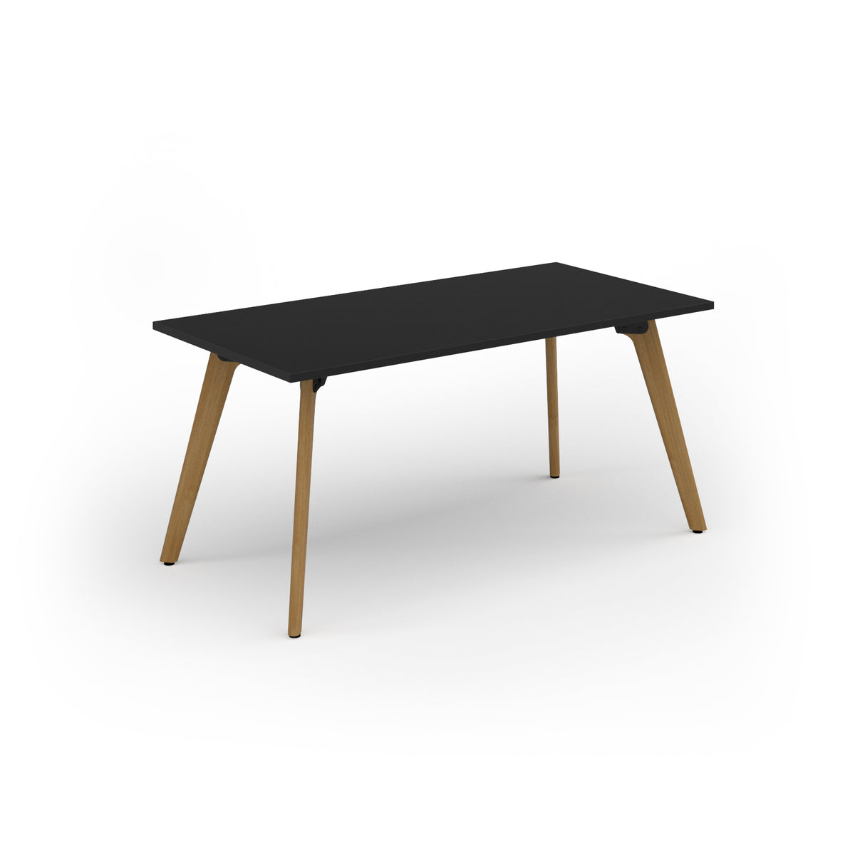Unity dining table 1600w x 800d with 4x solid oak legs, top in black - view 1