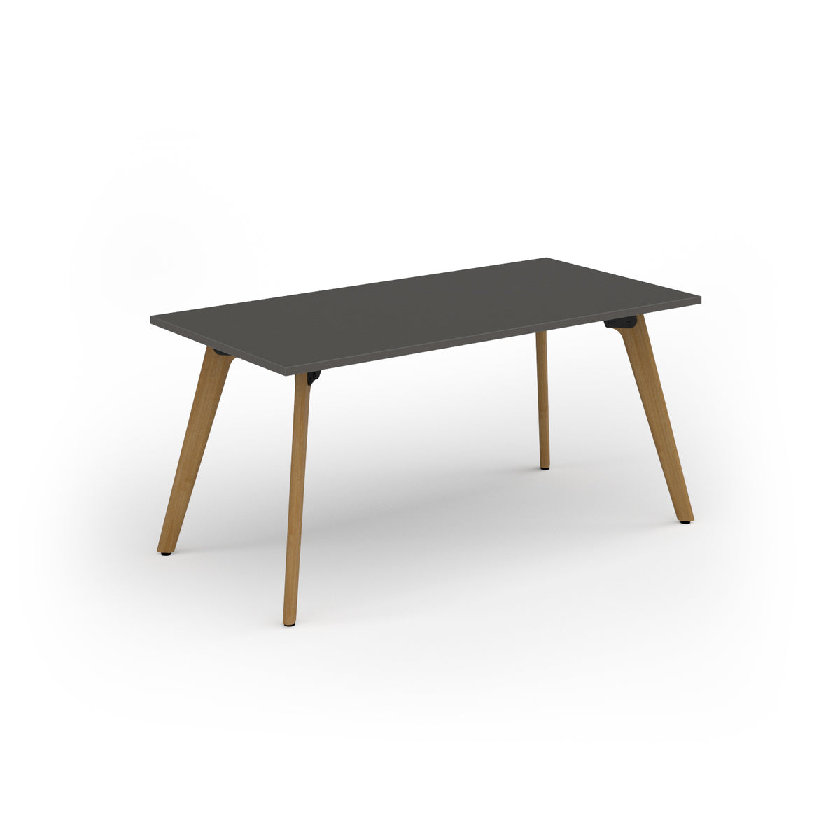 Unity dining table 1600w x 800d with 4x solid oak legs, top in onyx grey - view 1