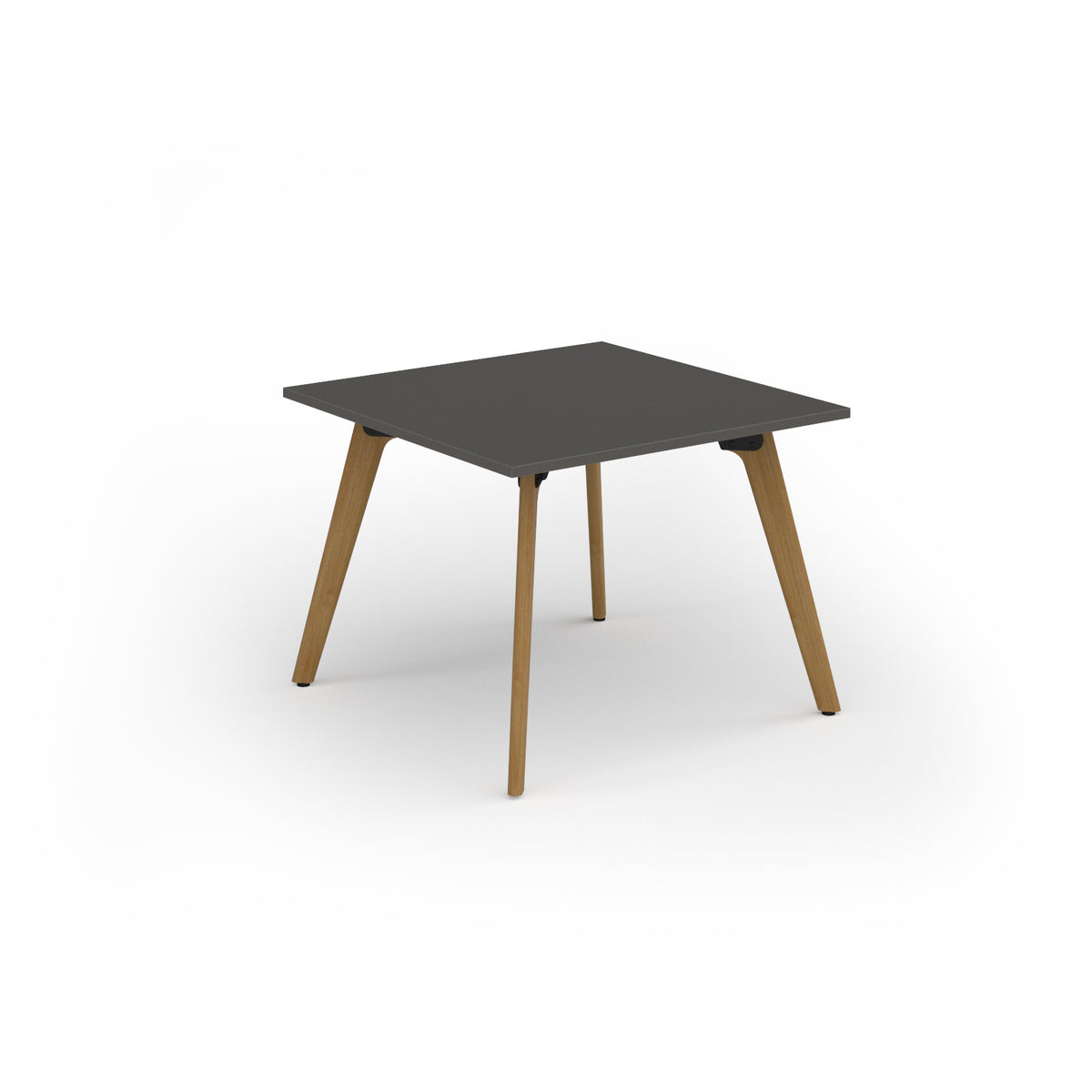 Unity worktable 1000w x 1000d with 4x solid oak legs ,top in onyx grey - view 1