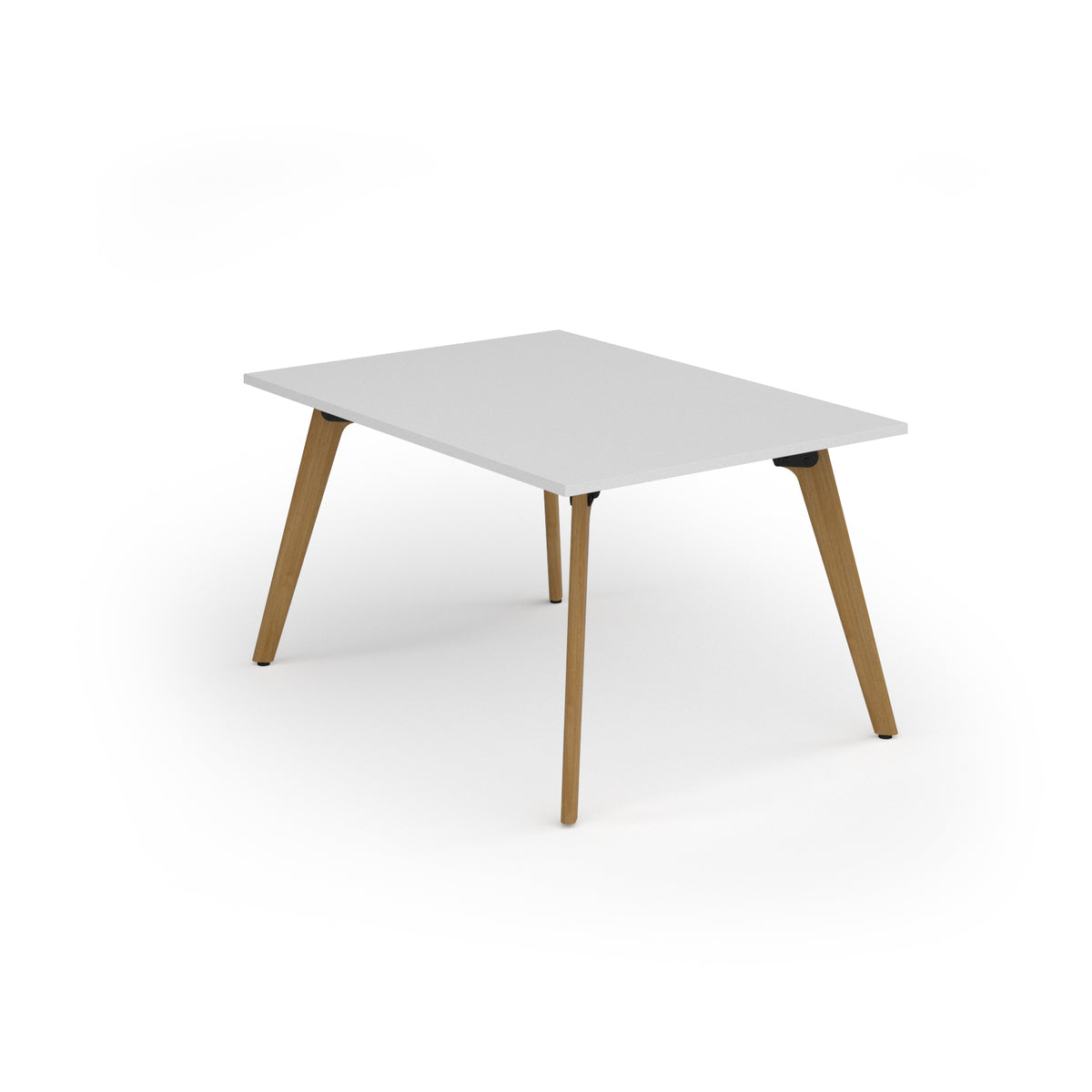 Unity worktable 1000w x 1400d with 4x solid oak legs, top in white - view 1