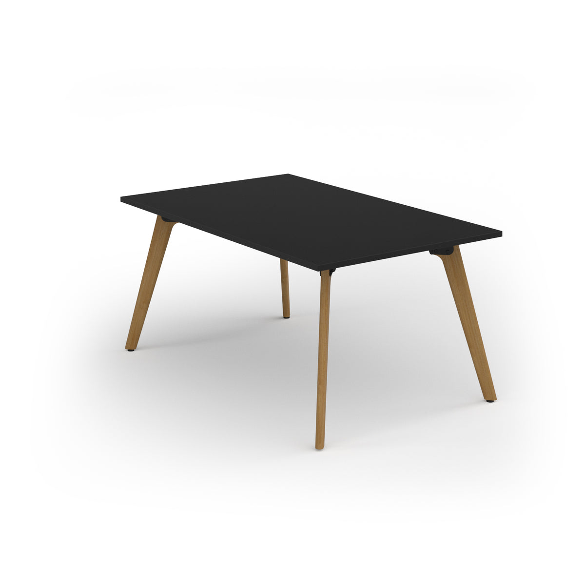 Unity worktable 1000w x 1600d with 4x solid oak legs, top in black - view 1