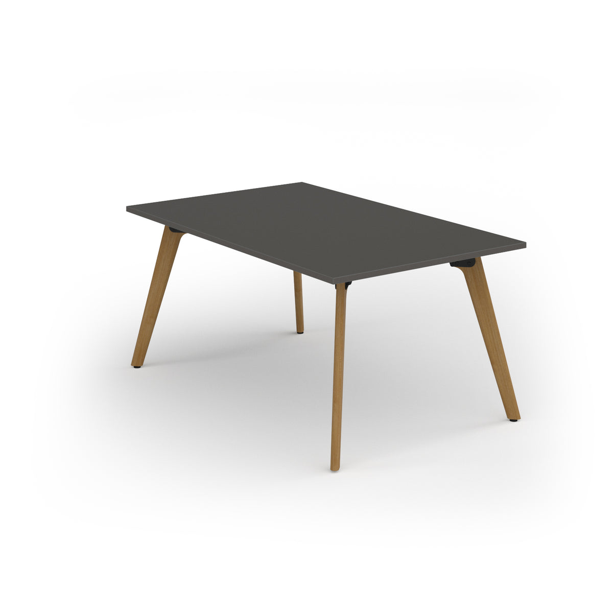 Unity worktable 1000w x 1600d with 4x solid oak legs, top in onyx grey - view 1
