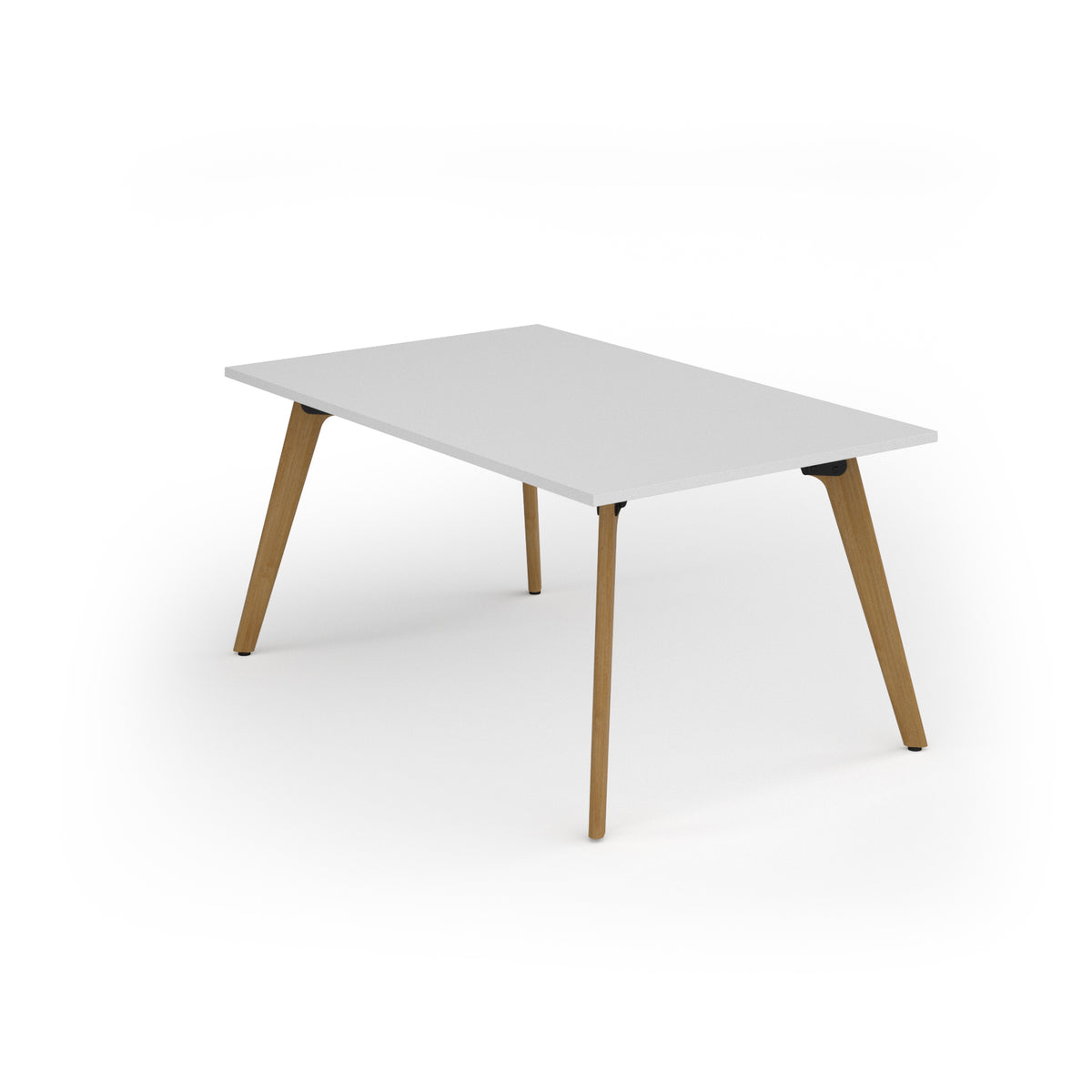 Unity worktable 1000w x 1600d with 4x solid oak legs, top in white - view 1