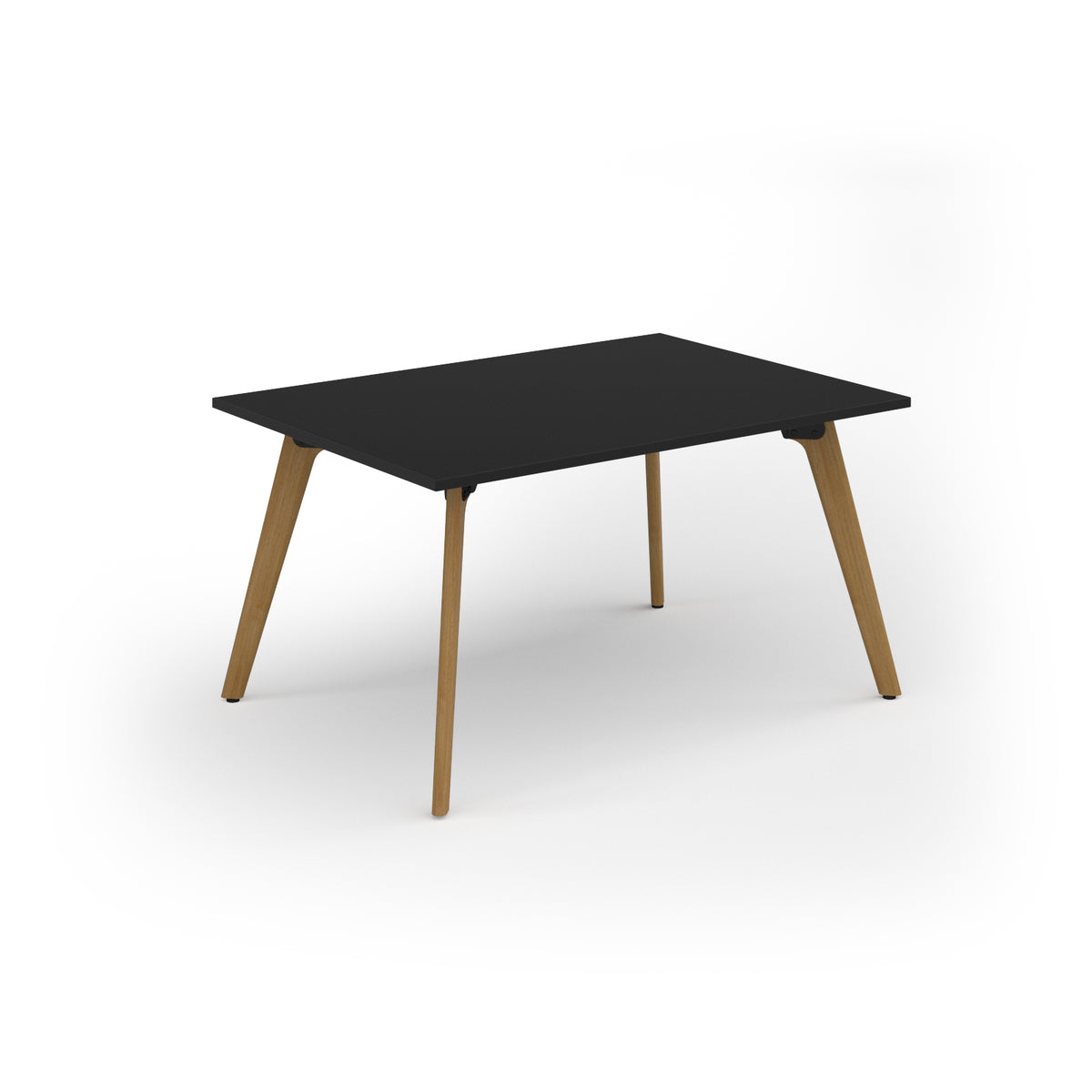 Unity worktable 1400w x 1000d with 4x solid oak legs, top in black - view 1
