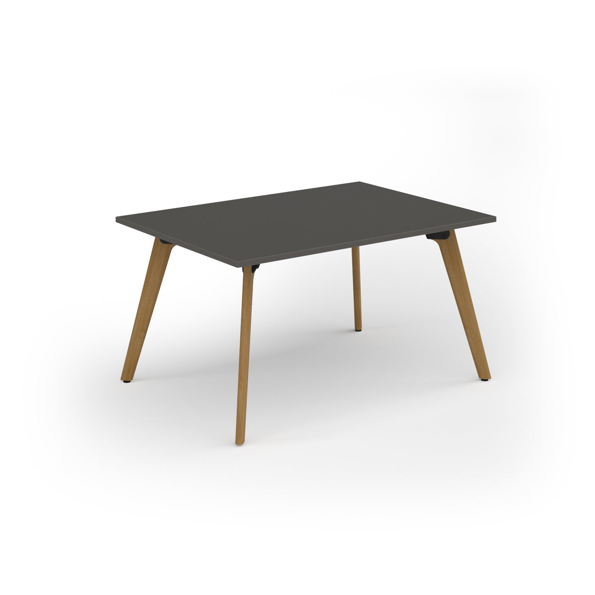 Unity worktable 1400w x 1000d with 4x solid oak legs ,top in onyx grey - view 1