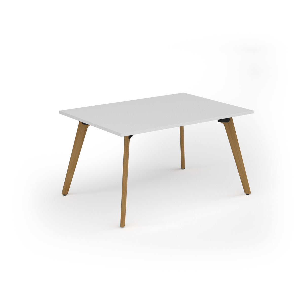 Unity worktable 1400w x 1000d with 4x solid oak legs, top in white - view 1
