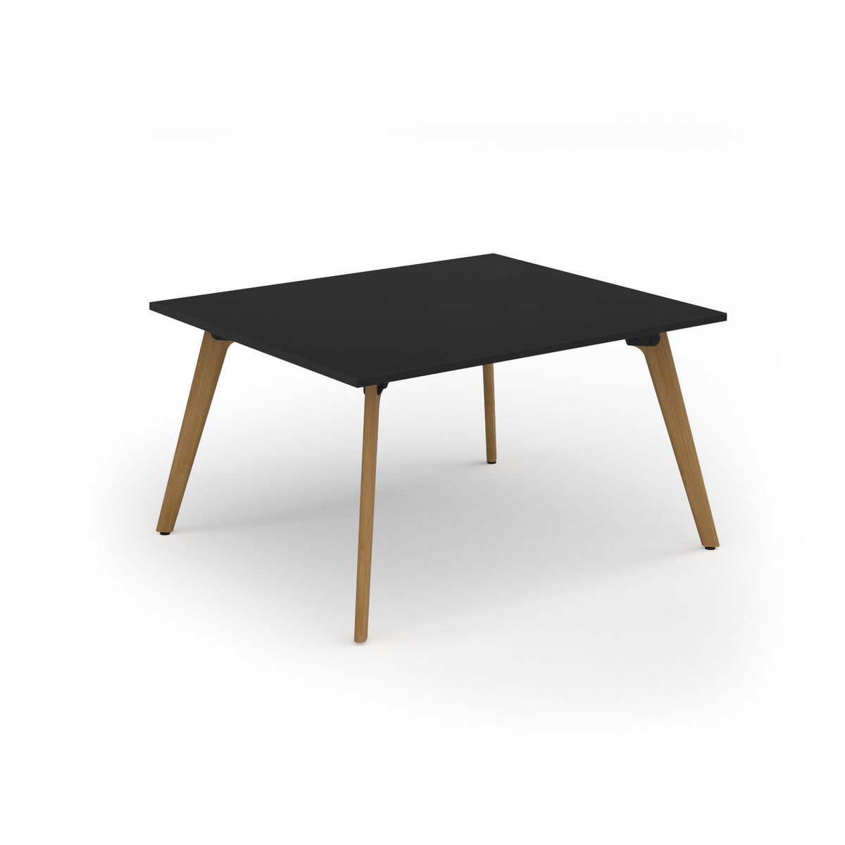 Unity worktable 1400w x 1200d with 4x solid oak legs, top in black - view 1