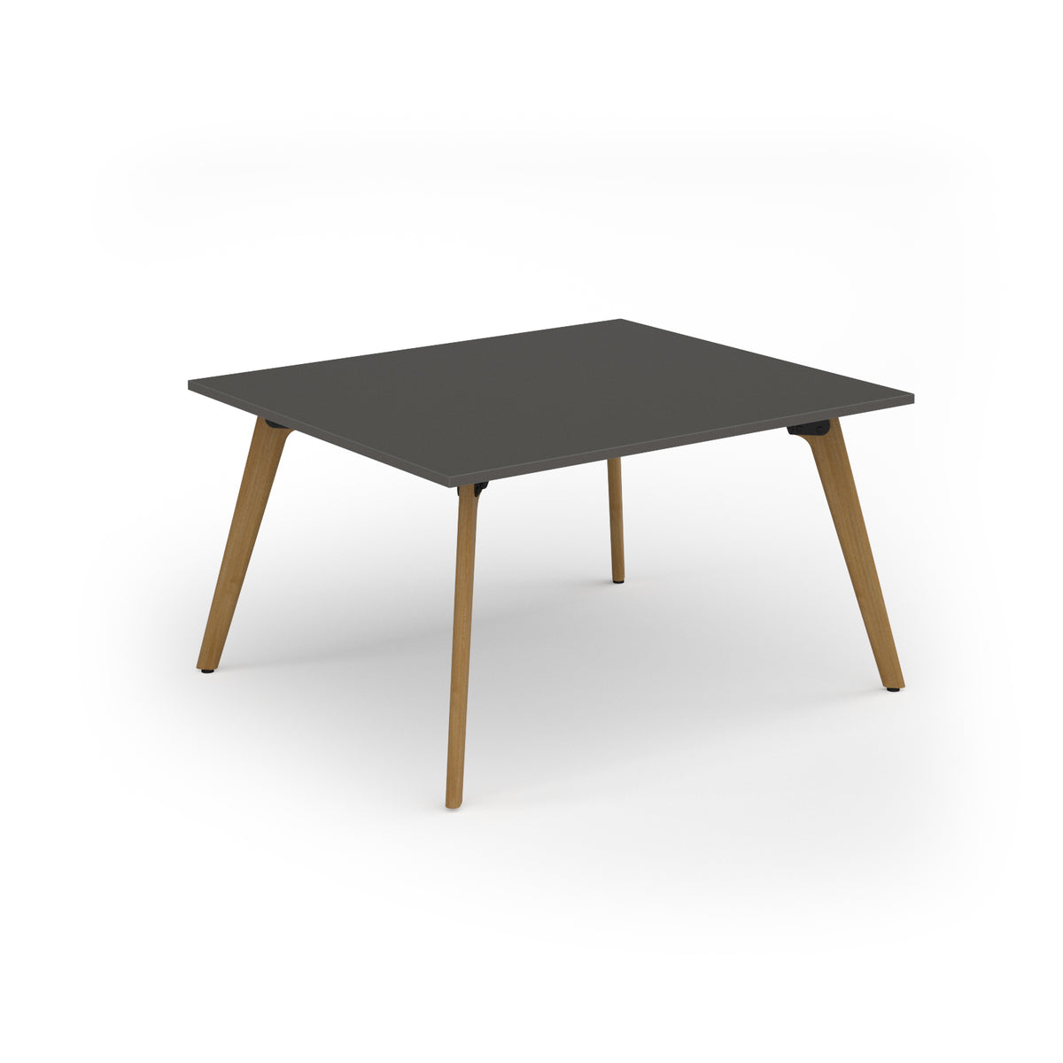 Unity worktable 1400w x 1200d with 4x solid oak legs, top in onyx grey - view 1