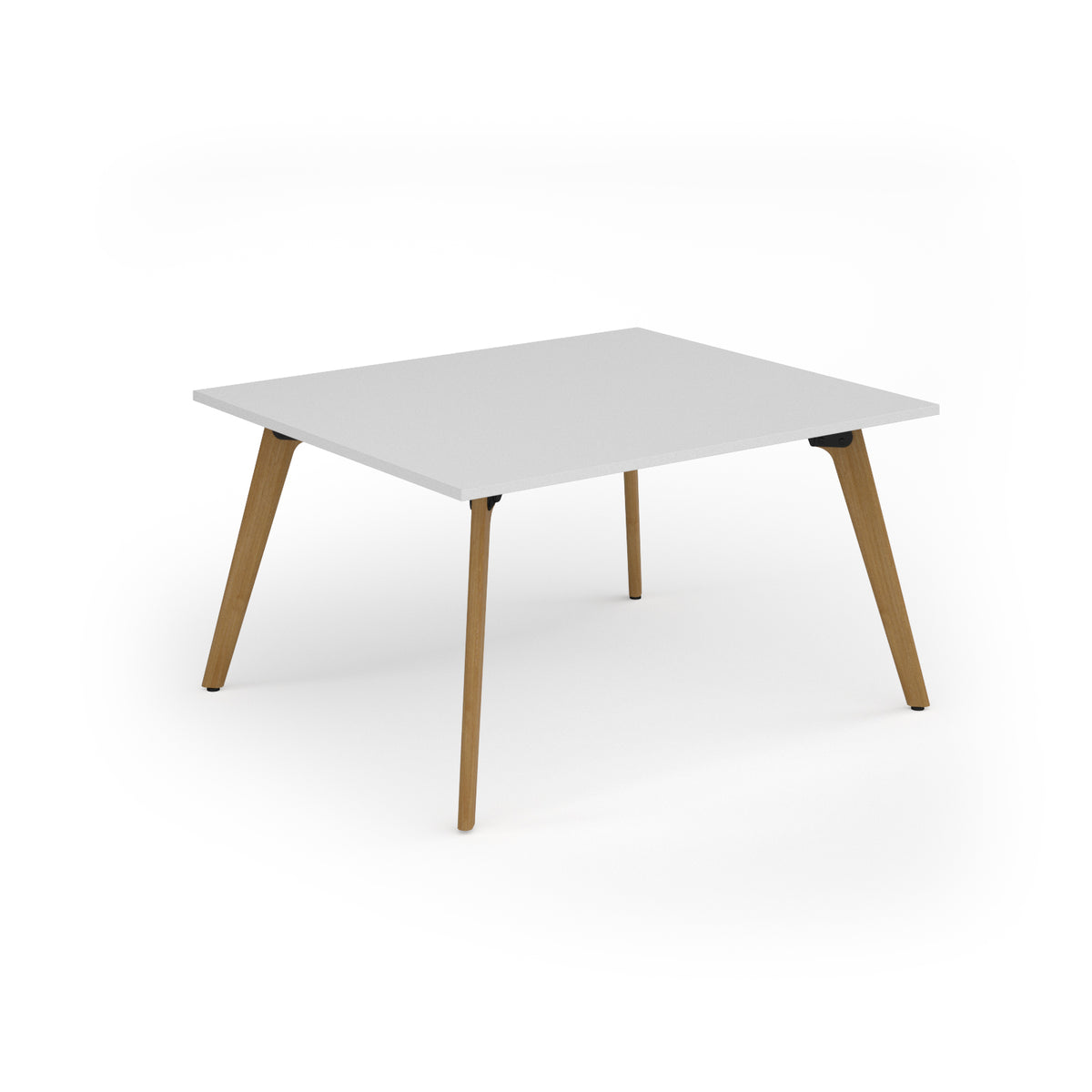 Unity worktable 1400w x 1200d with 4x solid oak legs, top in white - view 1