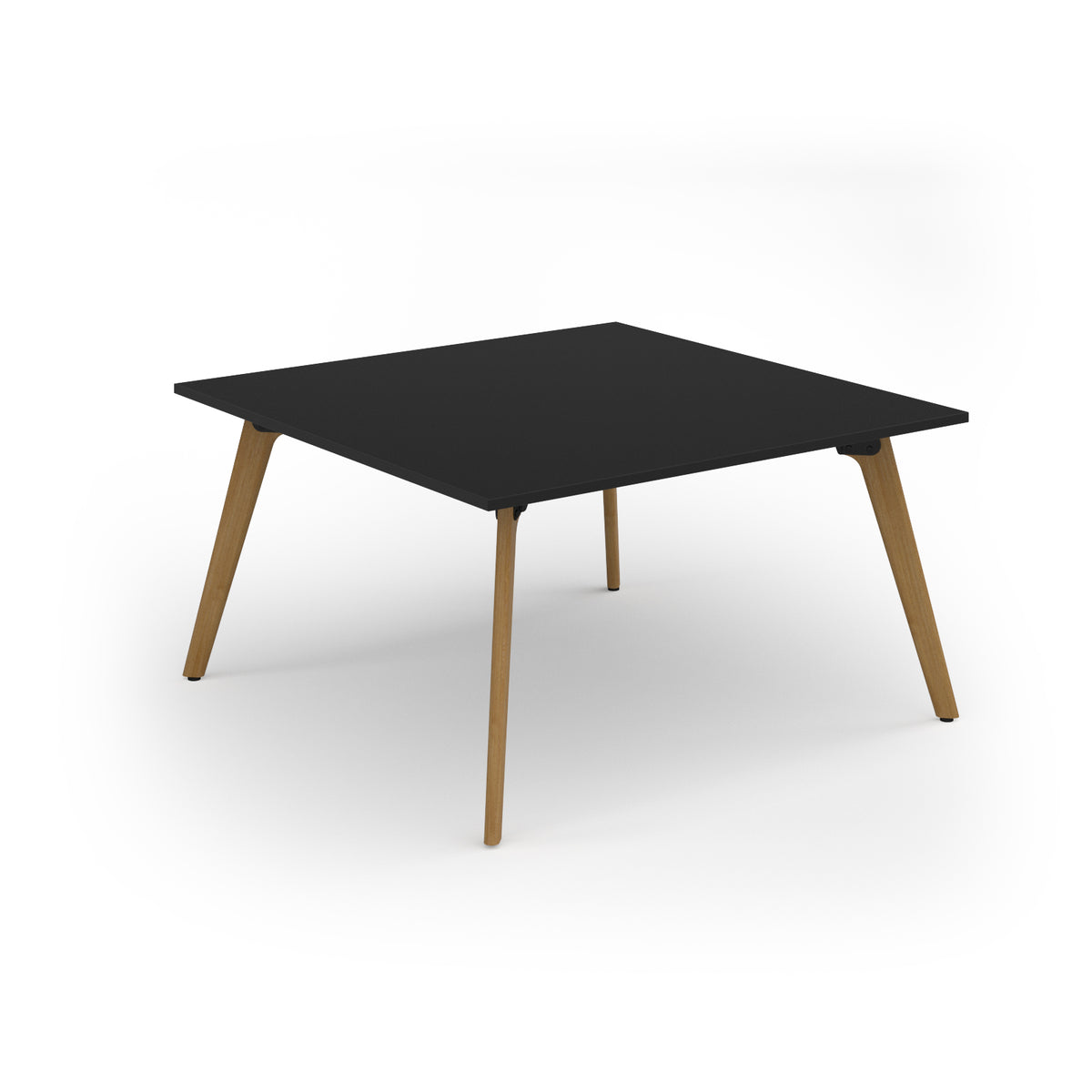 Unity worktable 1400w x 1400d with 4x solid oak legs, top in black - view 1