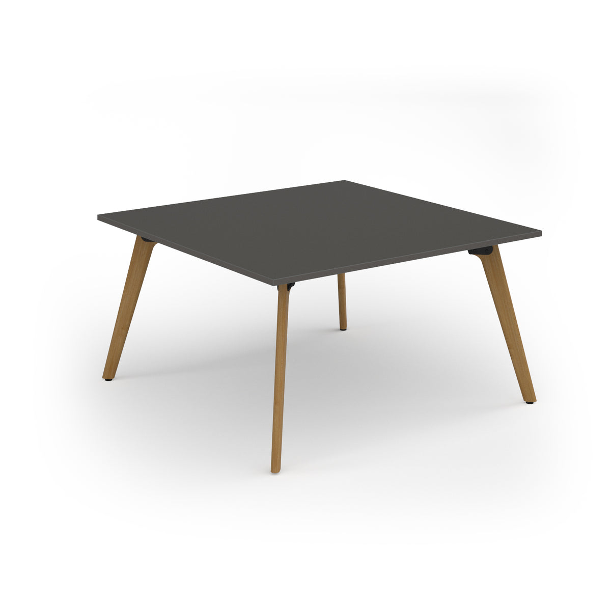 Unity worktable 1400w x 1400d with 4x solid oak legs, top in onyx grey - view 1