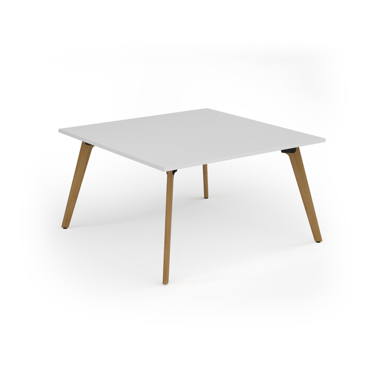 Unity worktable 1400w x 1400d with 4x solid oak legs, top in white - view 1