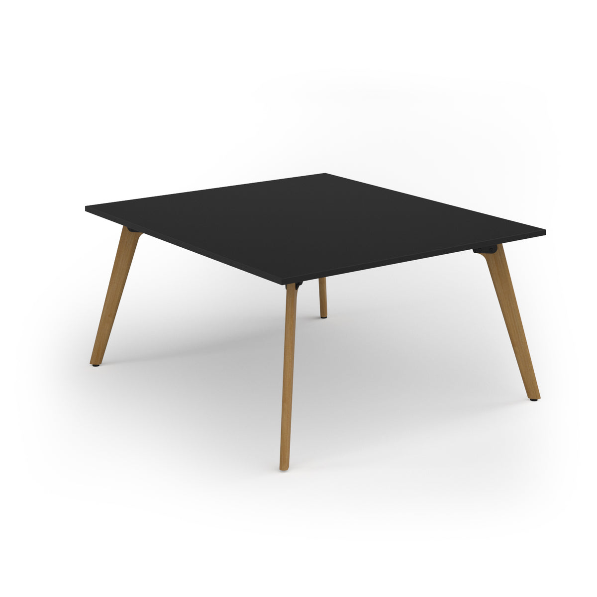 Unity worktable 1400w x 1600d with 4x solid oak legs, top in black - view 1