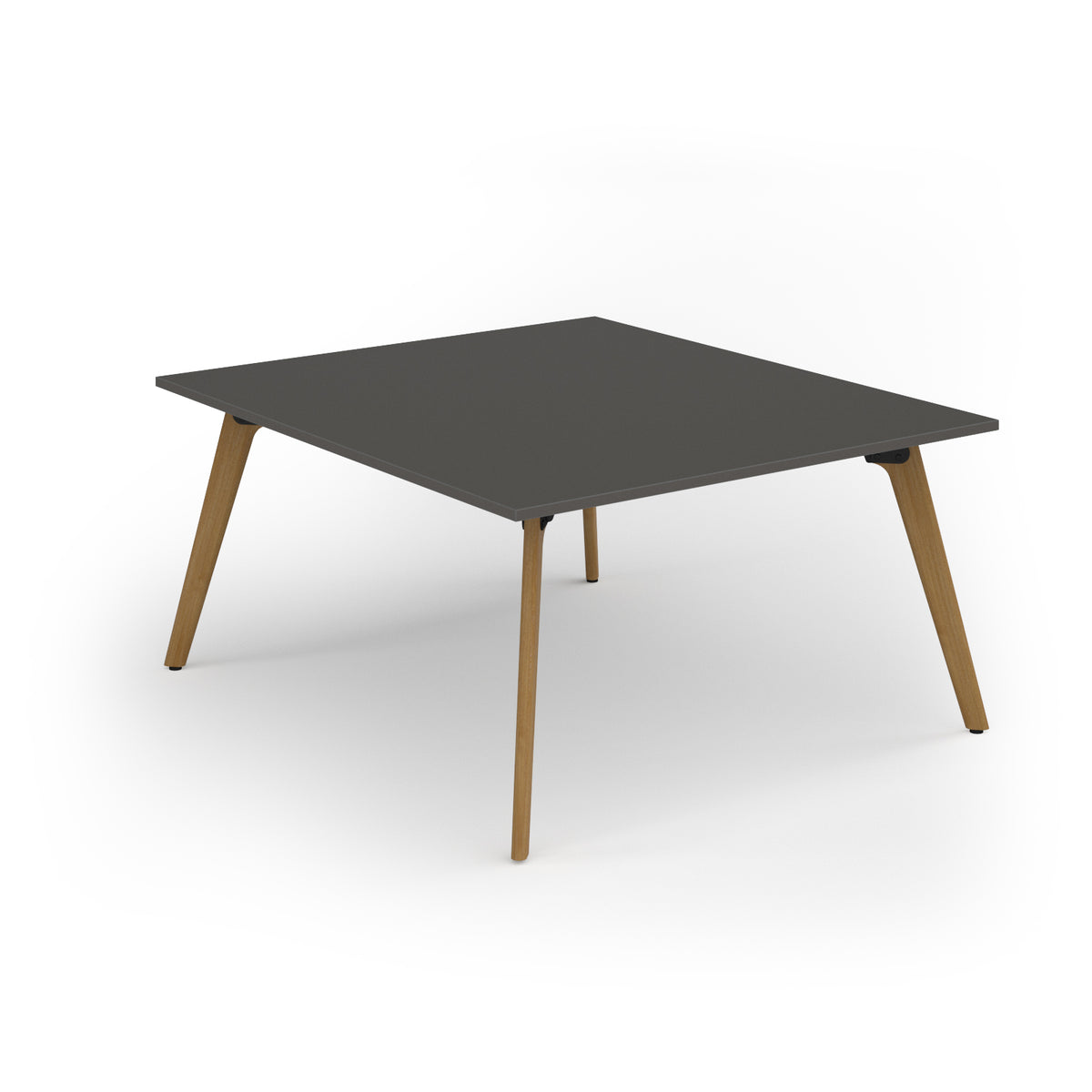 Unity worktable 1400w x 1600d with 4x solid oak legs, top in onyx grey - view 1