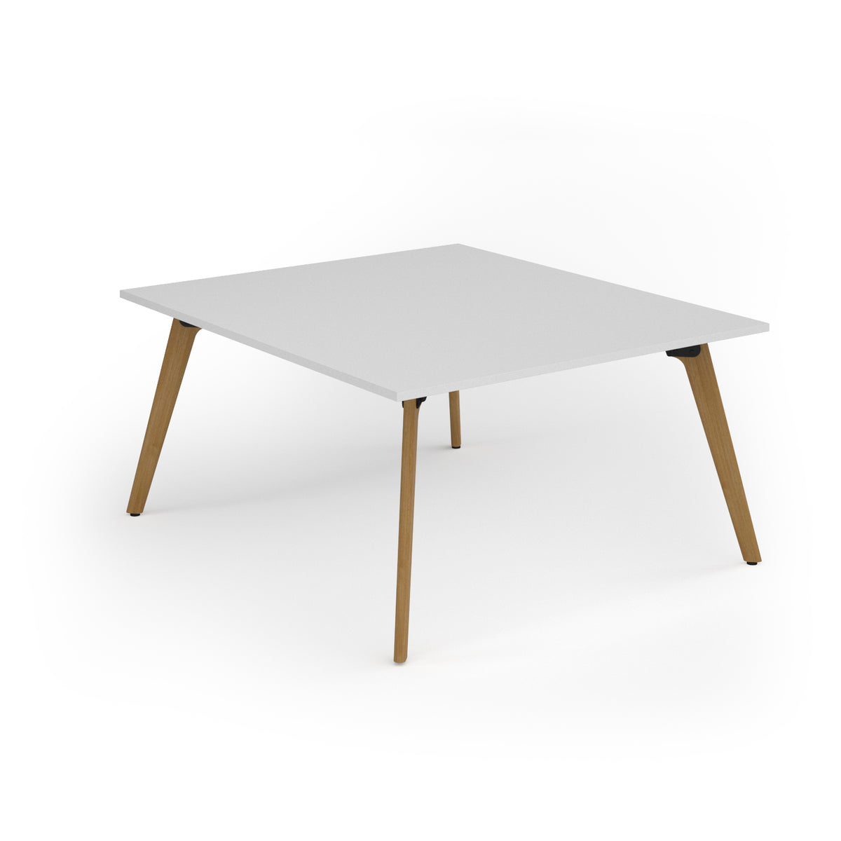 Unity worktable 1400w x 1600d with 4x solid oak legs, top in white - view 1