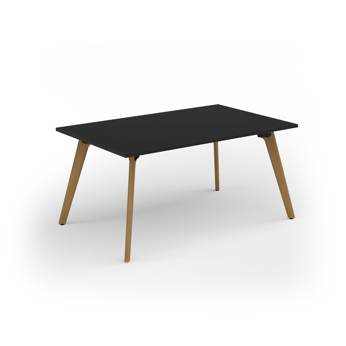 Unity worktable 1600w x 1000d with 4x solid oak legs, top in black - view 1