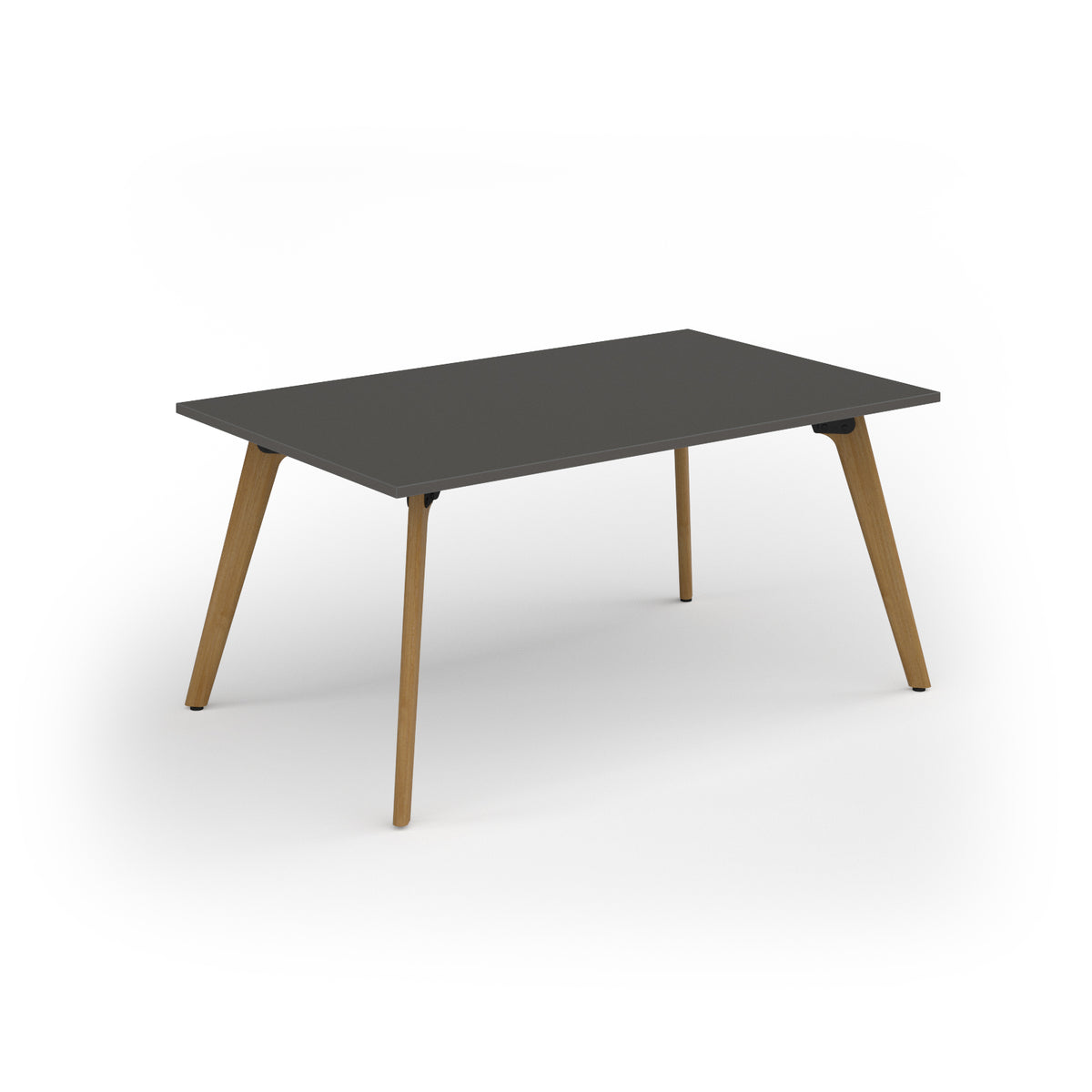 Unity worktable 1600w x 1000d with 4x solid oak legs ,top in onyx grey - view 1