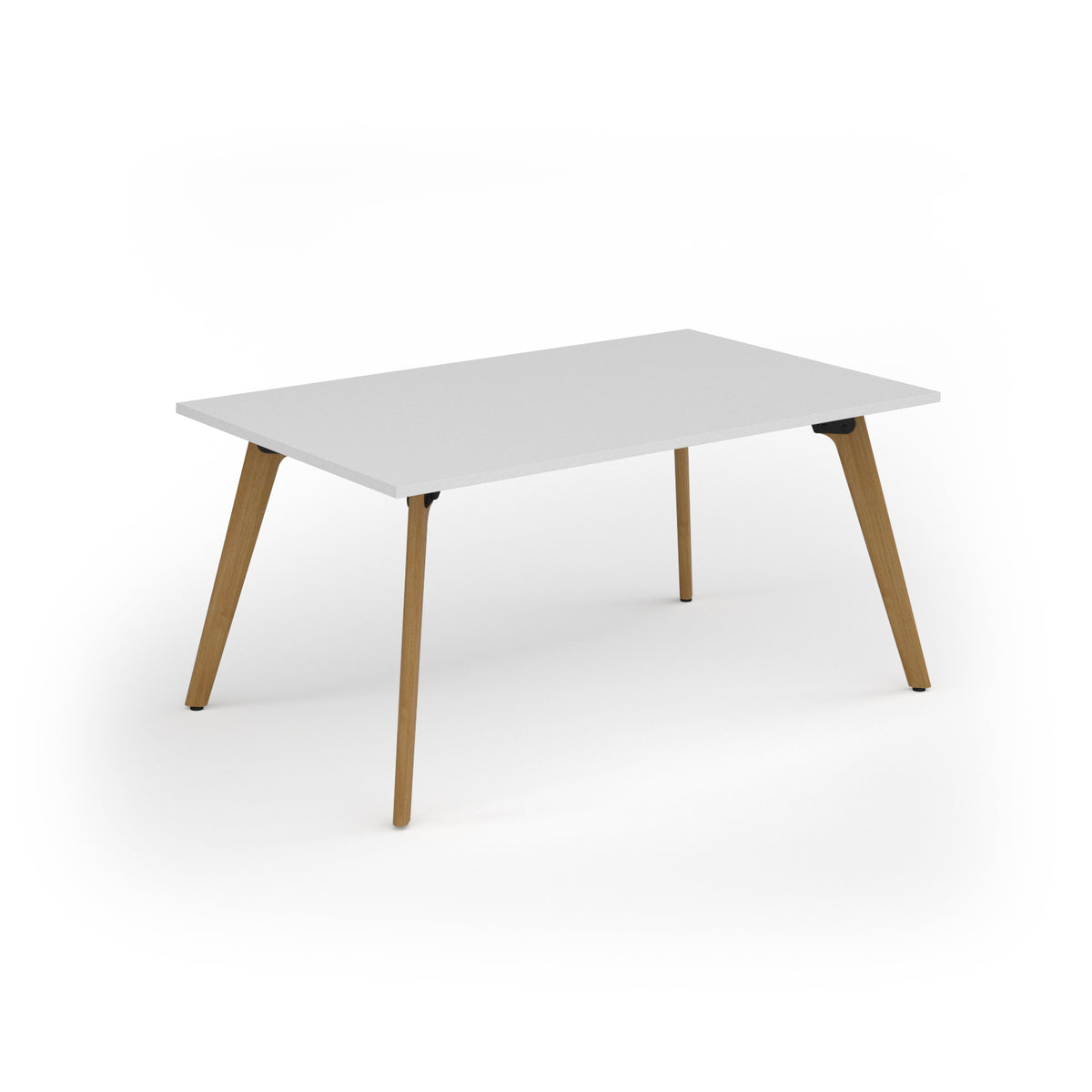 Unity worktable 1600w x 1000d with 4x solid oak legs, top in white - view 1