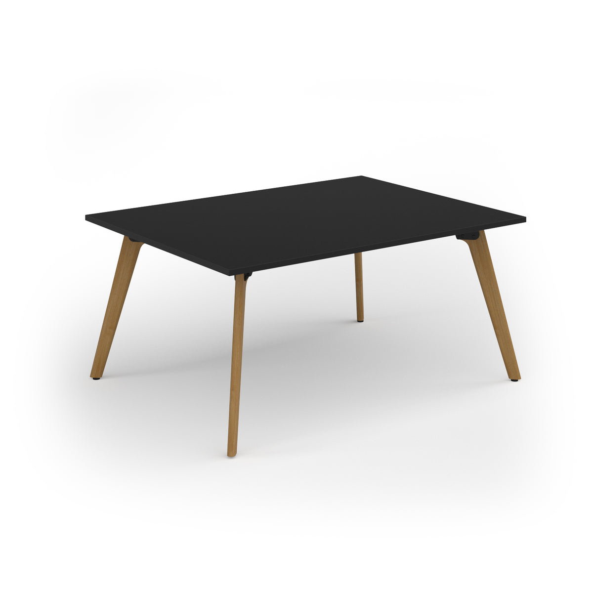 Unity worktable 1600w x 1200d with 4x solid oak legs, top in black - view 1