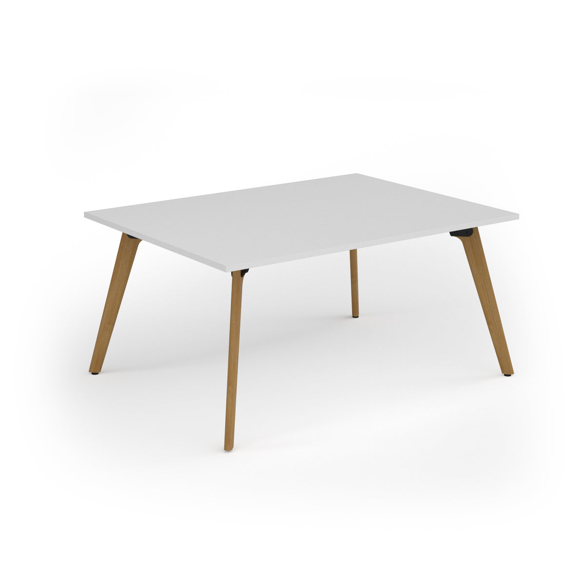 Unity worktable 1600w x 1200d with 4x solid oak legs, top in white - view 1