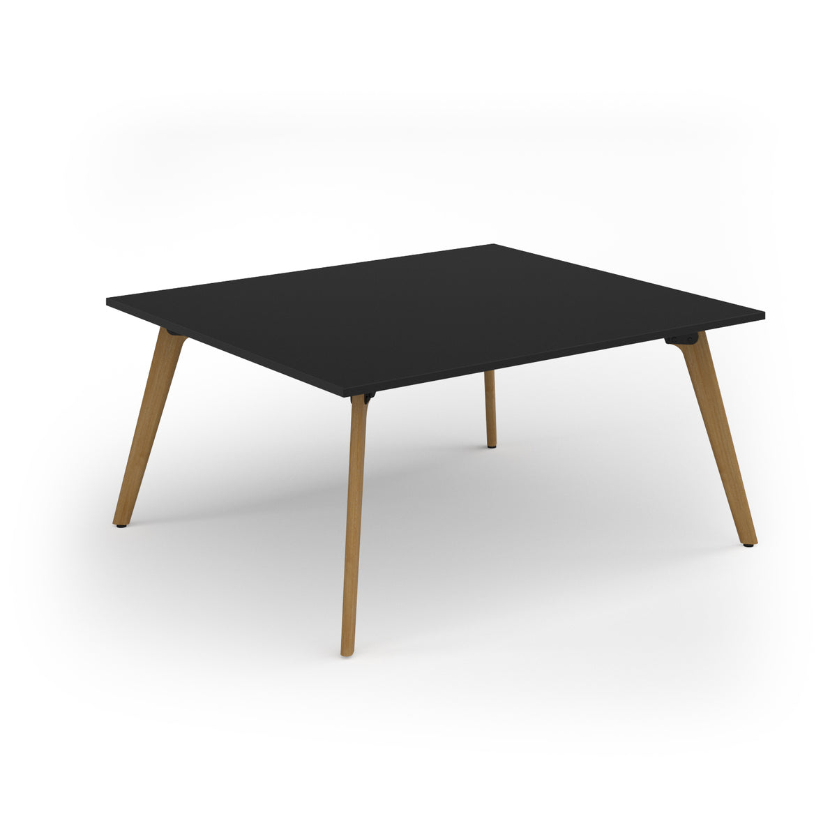 Unity worktable 1600w x 1400d with 4x solid oak legs, top in black - view 1