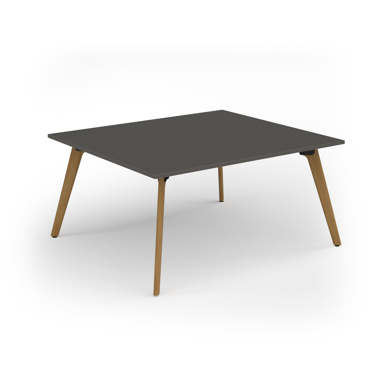 Unity worktable 1600w x 1400d with 4x solid oak legs, top in onyx grey - view 1