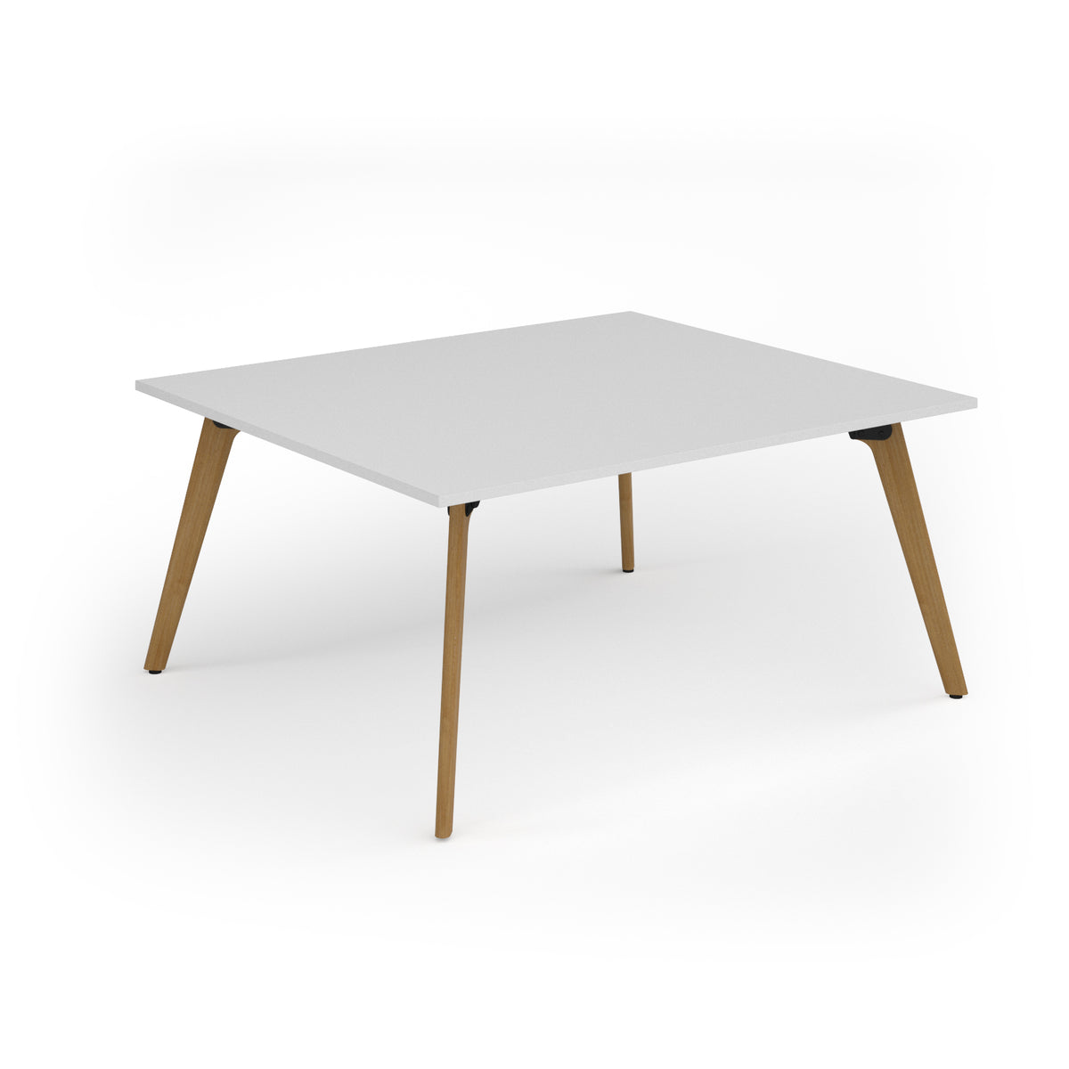Unity worktable 1600w x 1400d with 4x solid oak legs, top in white - view 1