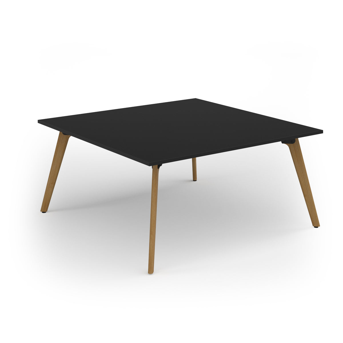 Unity worktable 1600w x 1600d with 4x solid oak legs, top in black - view 1