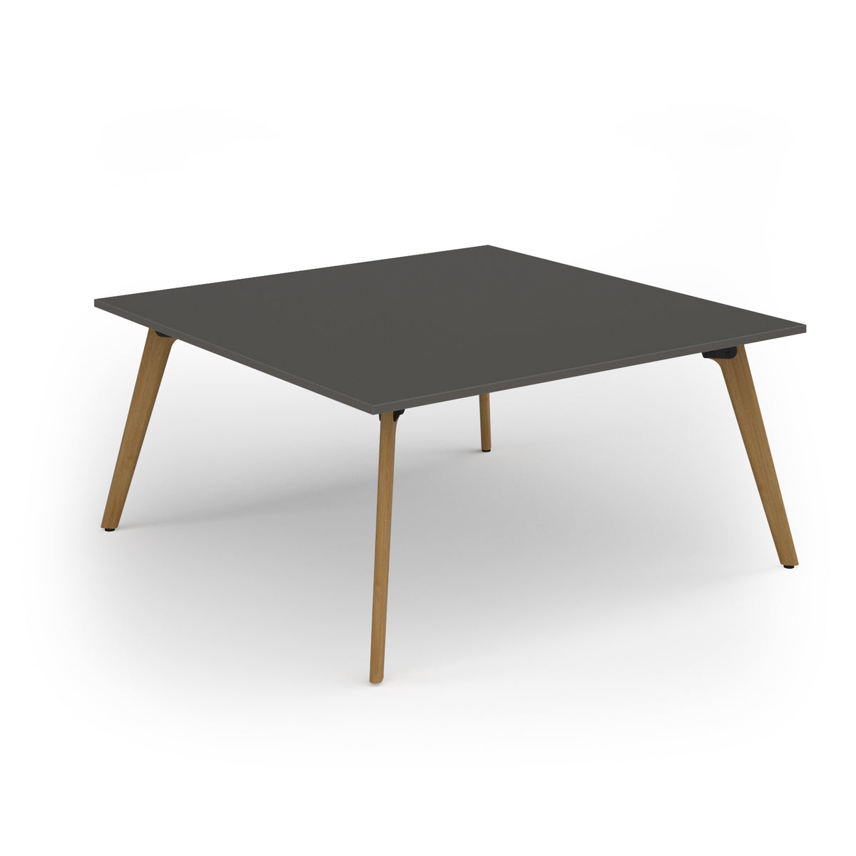 Unity worktable 1600w x 1600d with 4x solid oak legs, top in onyx grey - view 1