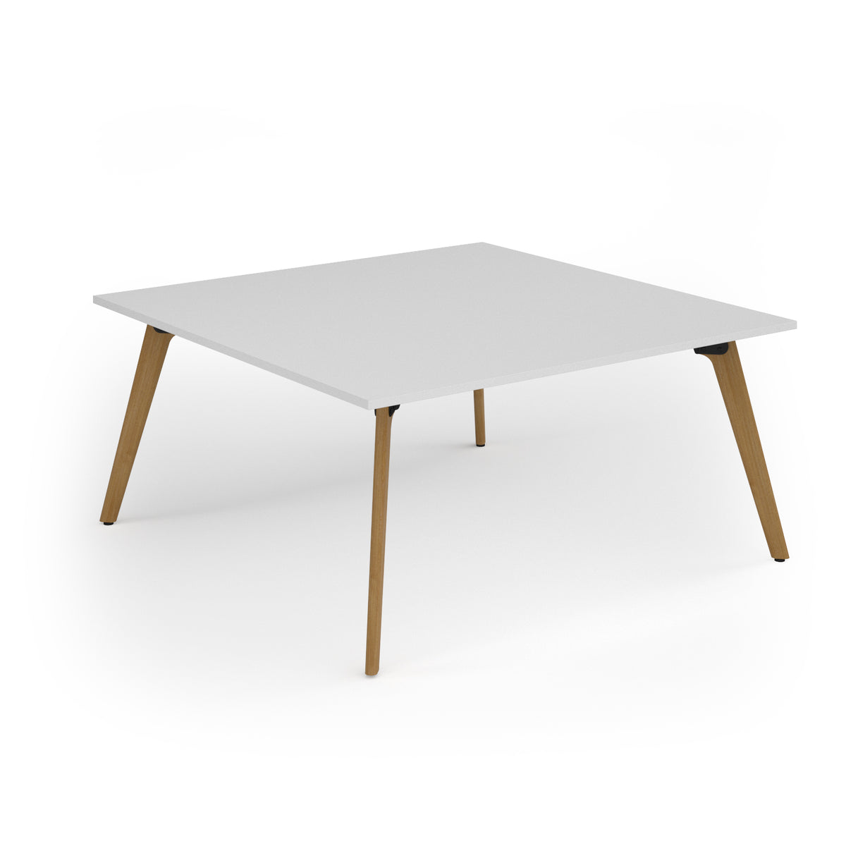 Unity worktable 1600w x 1600d with 4x solid oak legs, top in white - view 1