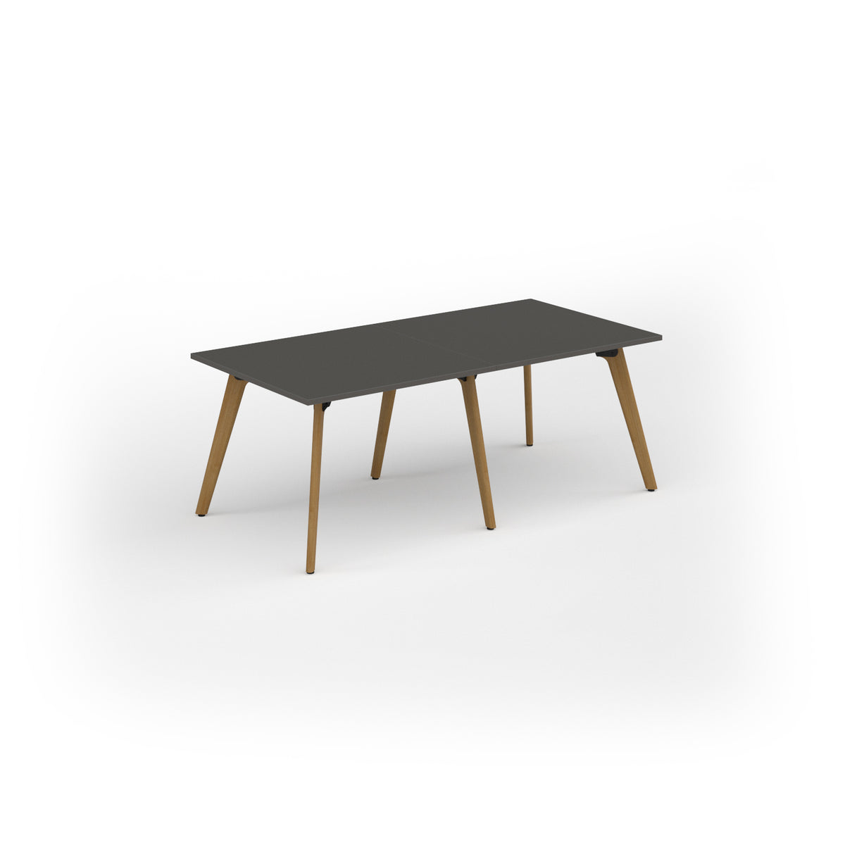 Unity worktable 2000w x 1000d with 4x solid oak legs, top in onyx grey - view 1