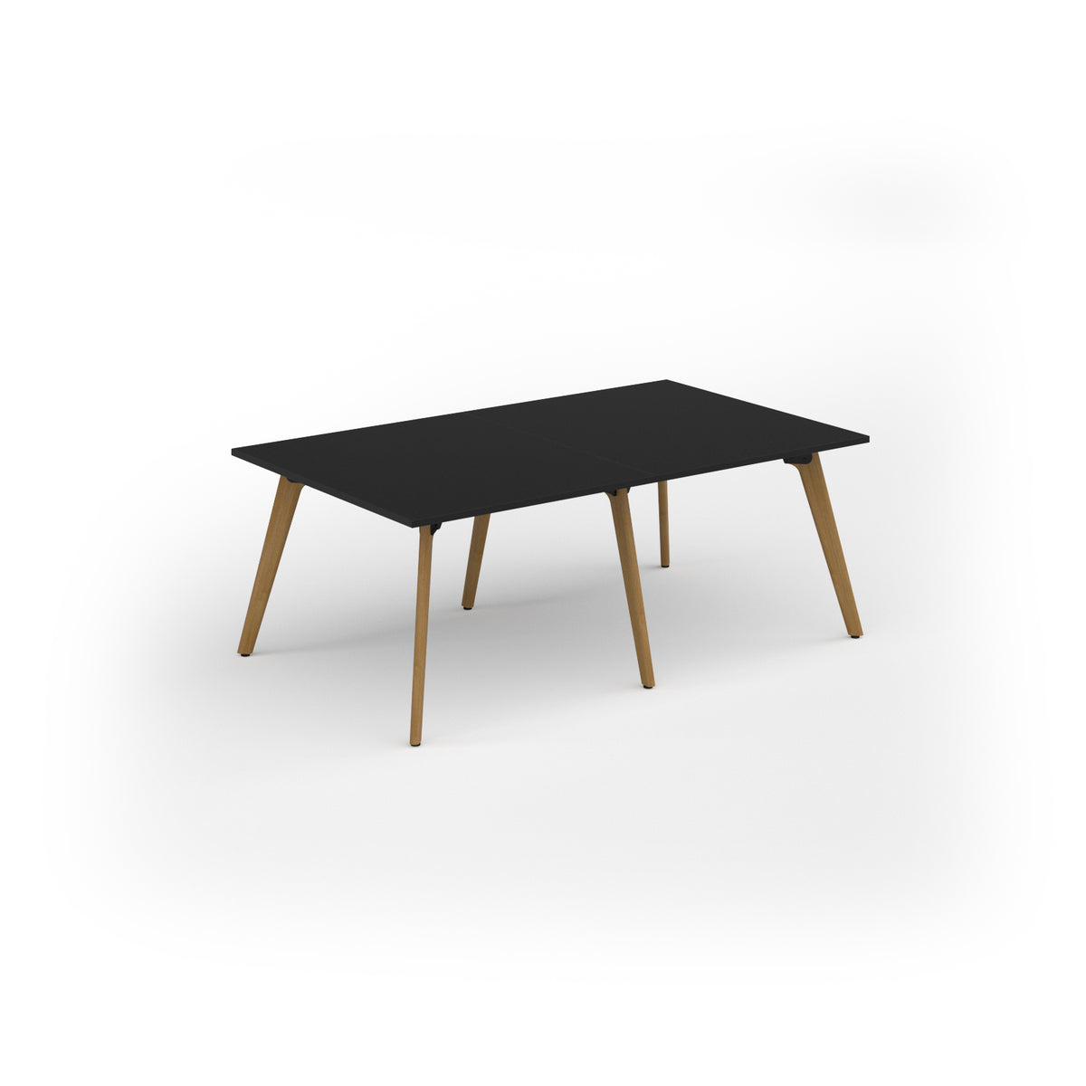 Unity worktable 2000w x 1200d with 4x solid oak legs, top in black - view 1